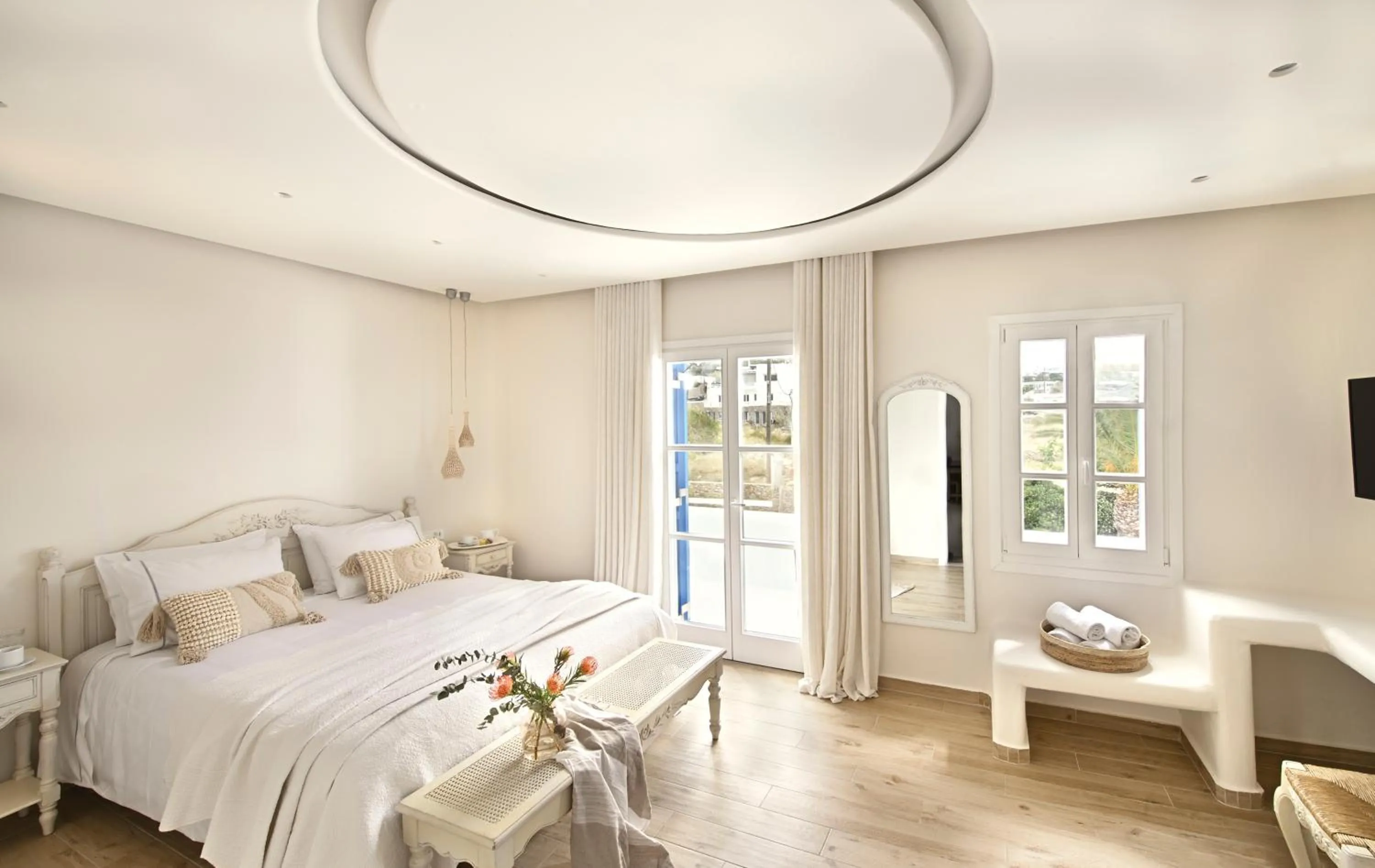 Bed in Erato Hotel Mykonos