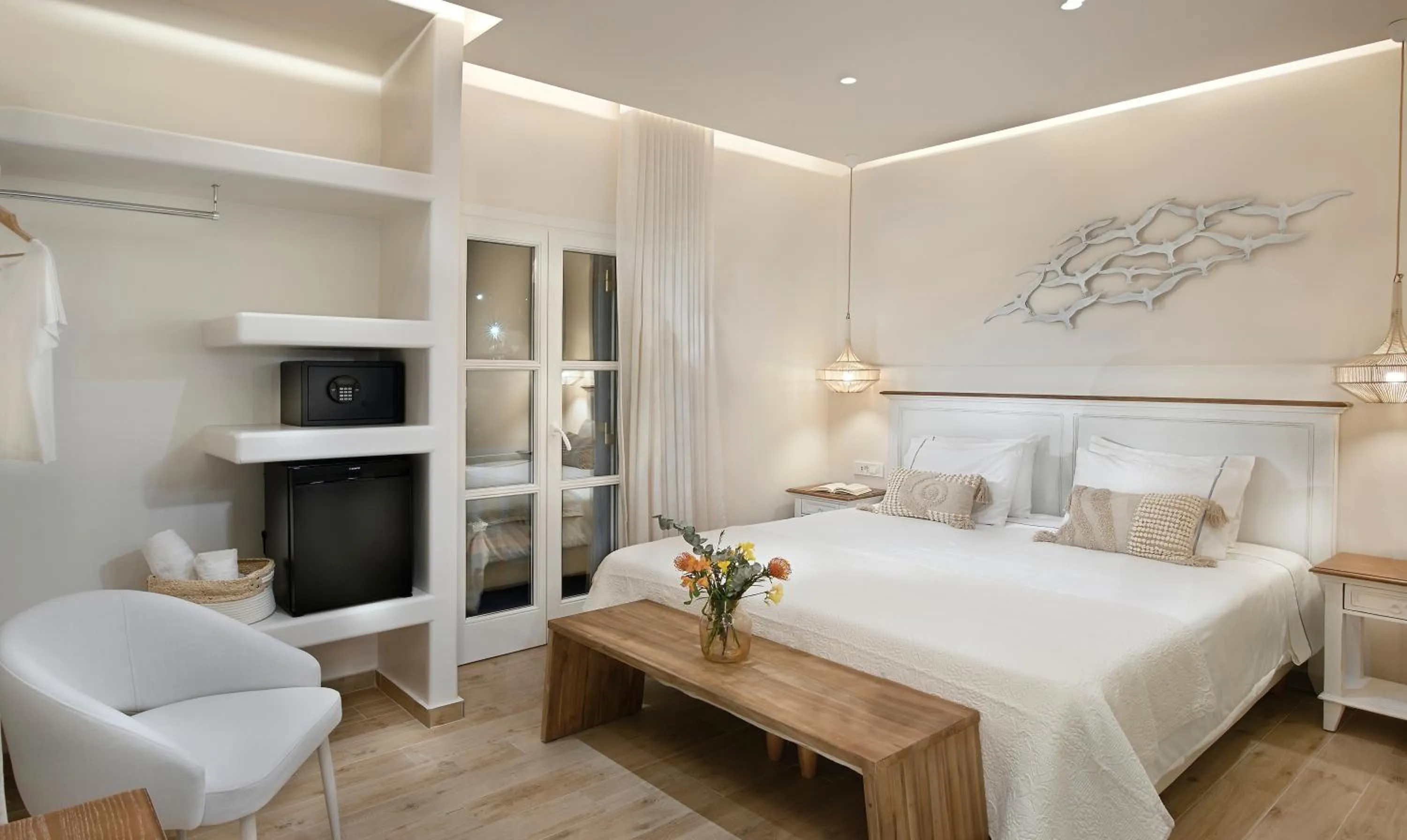 Bed in Erato Hotel Mykonos