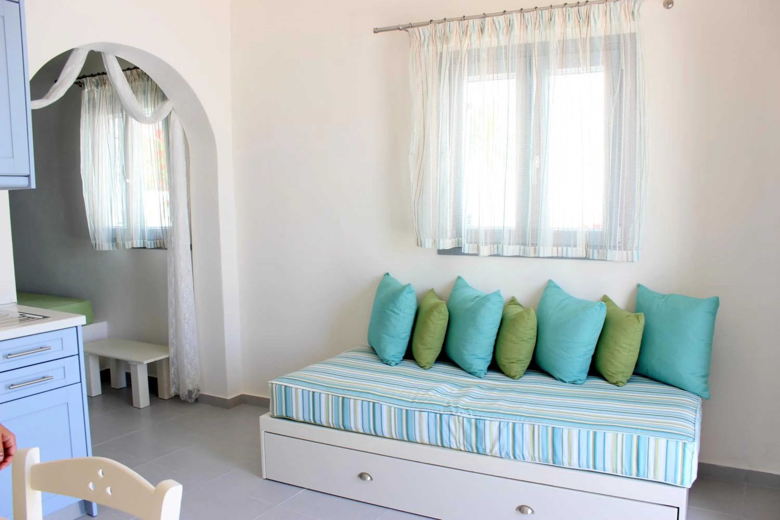 Living room, Bed in Drimoni Boutique