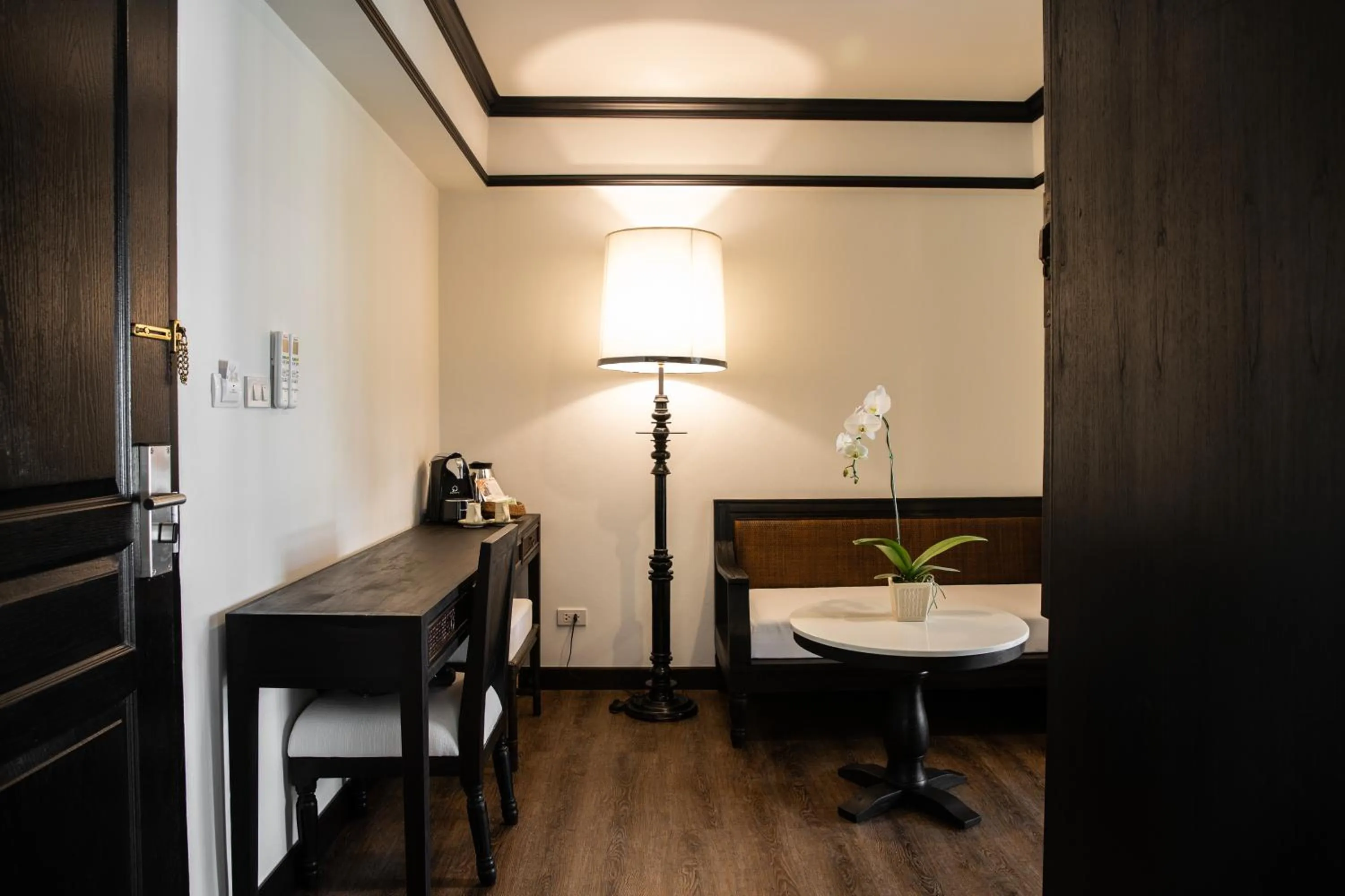 Seating area in MORA Boutique Hotel