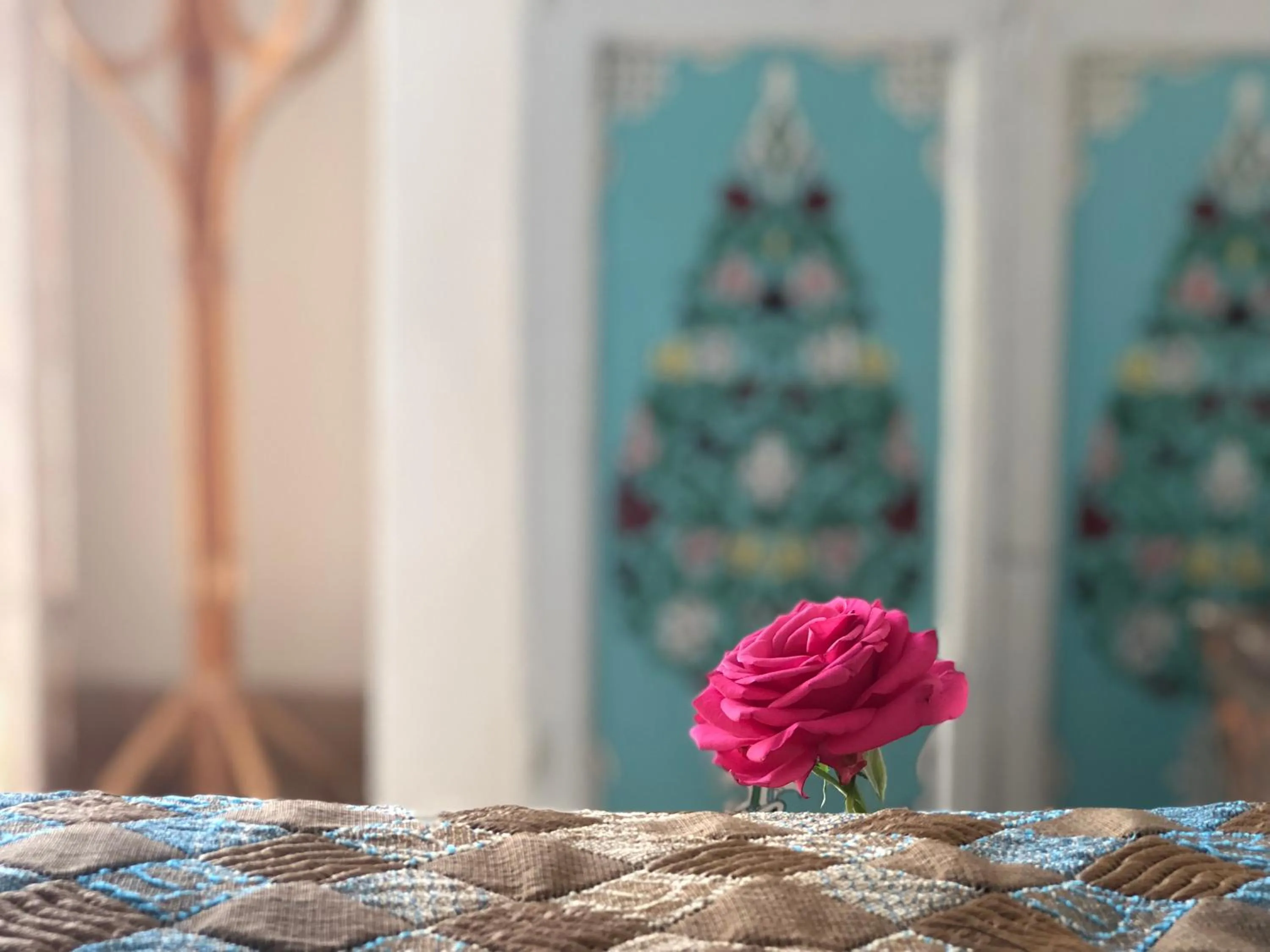 Decorative detail, Bed in Riad Le Coq Berbère