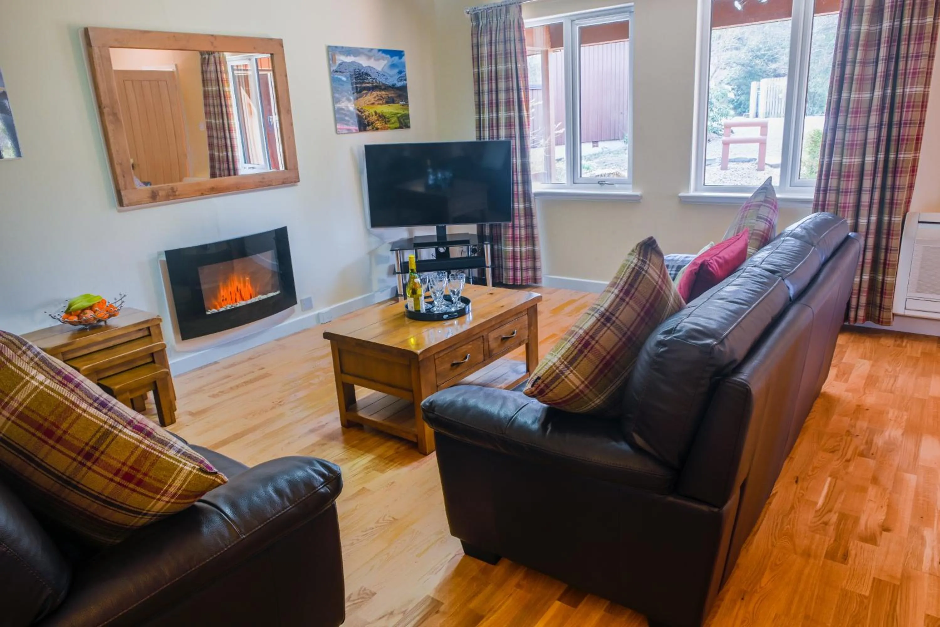 Living room in Birchbrae Highland Lodges