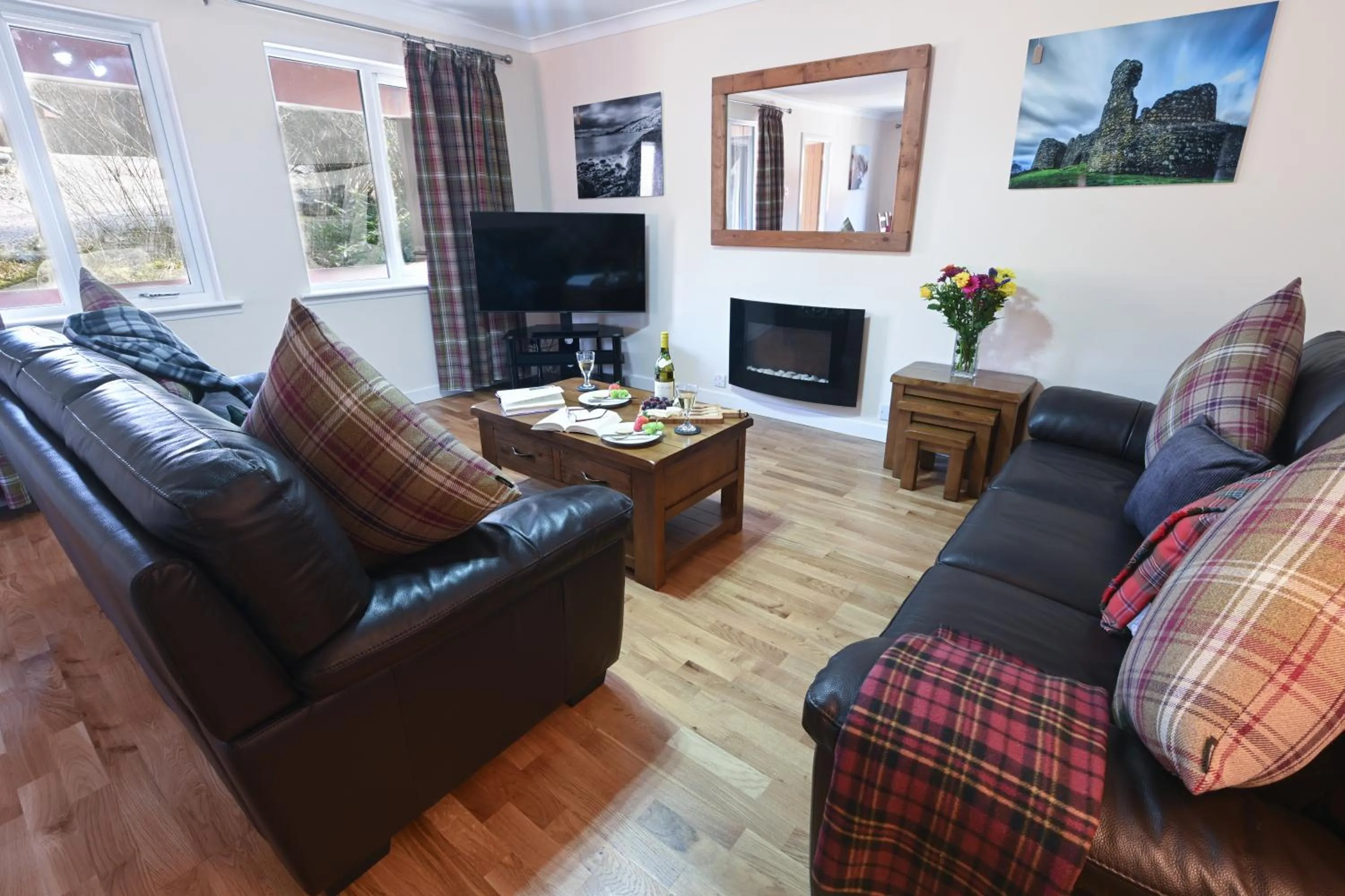 Living room in Birchbrae Highland Lodges
