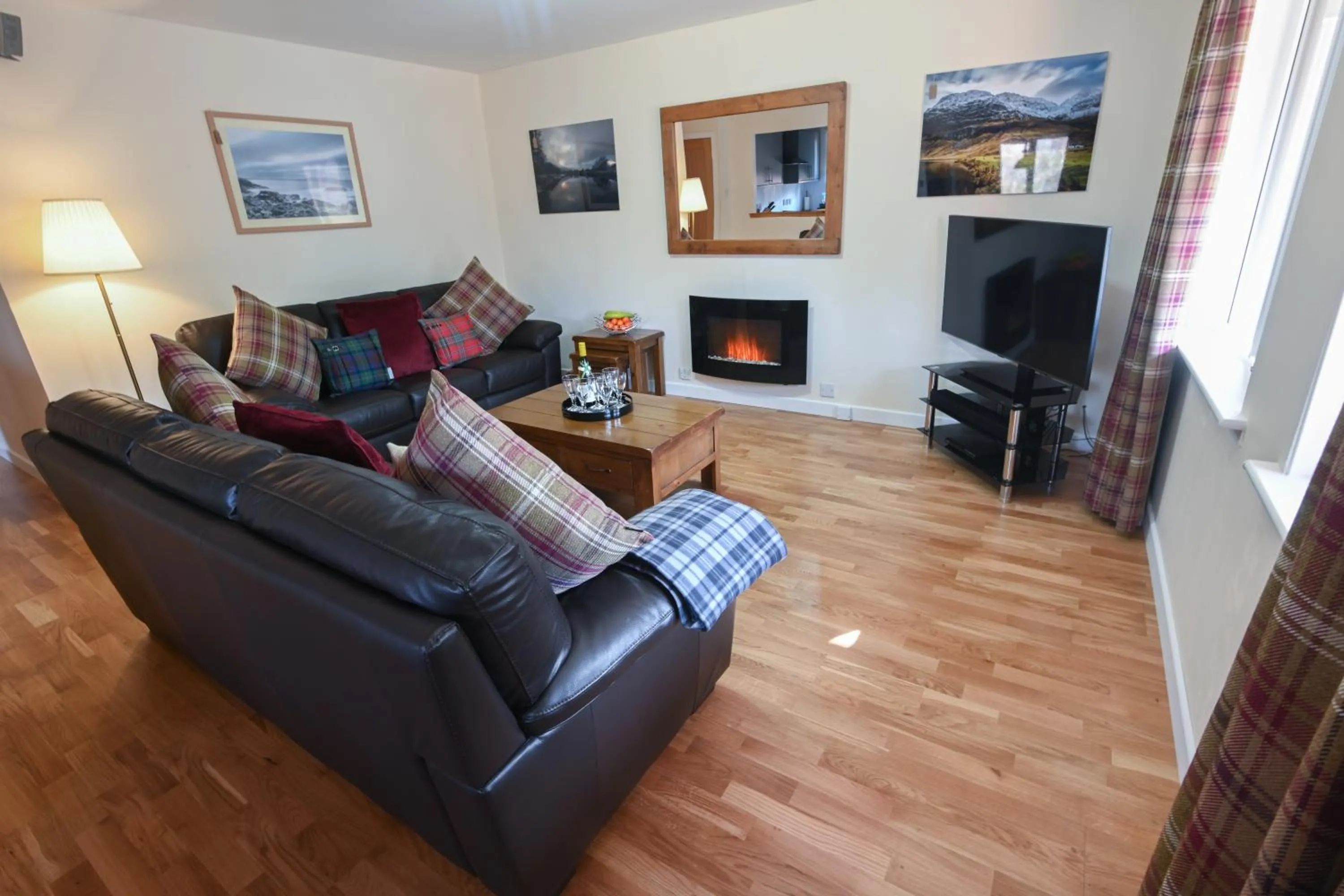Living room in Birchbrae Highland Lodges