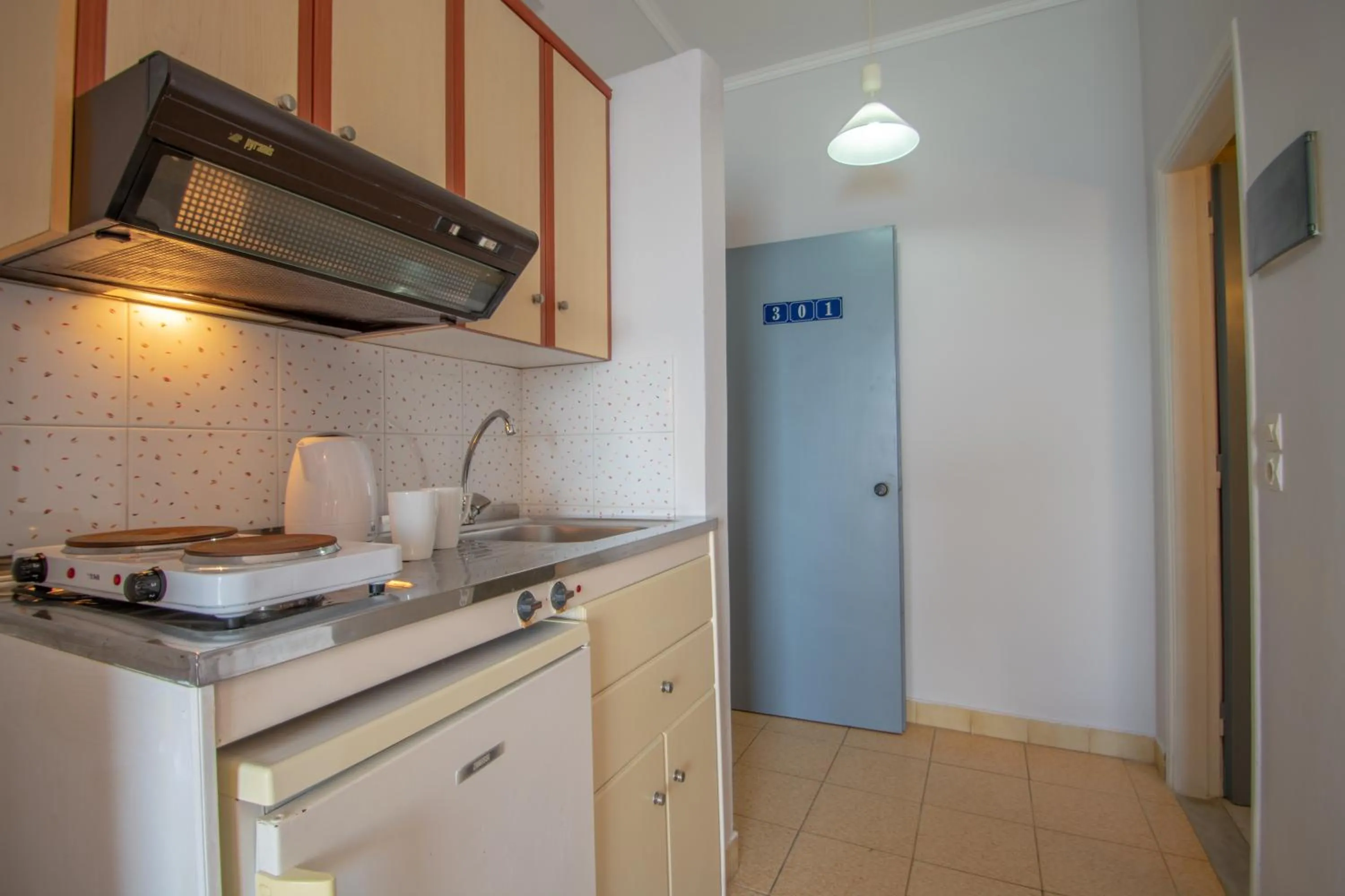 Kitchen or kitchenette in Agoulos Beach Hotel