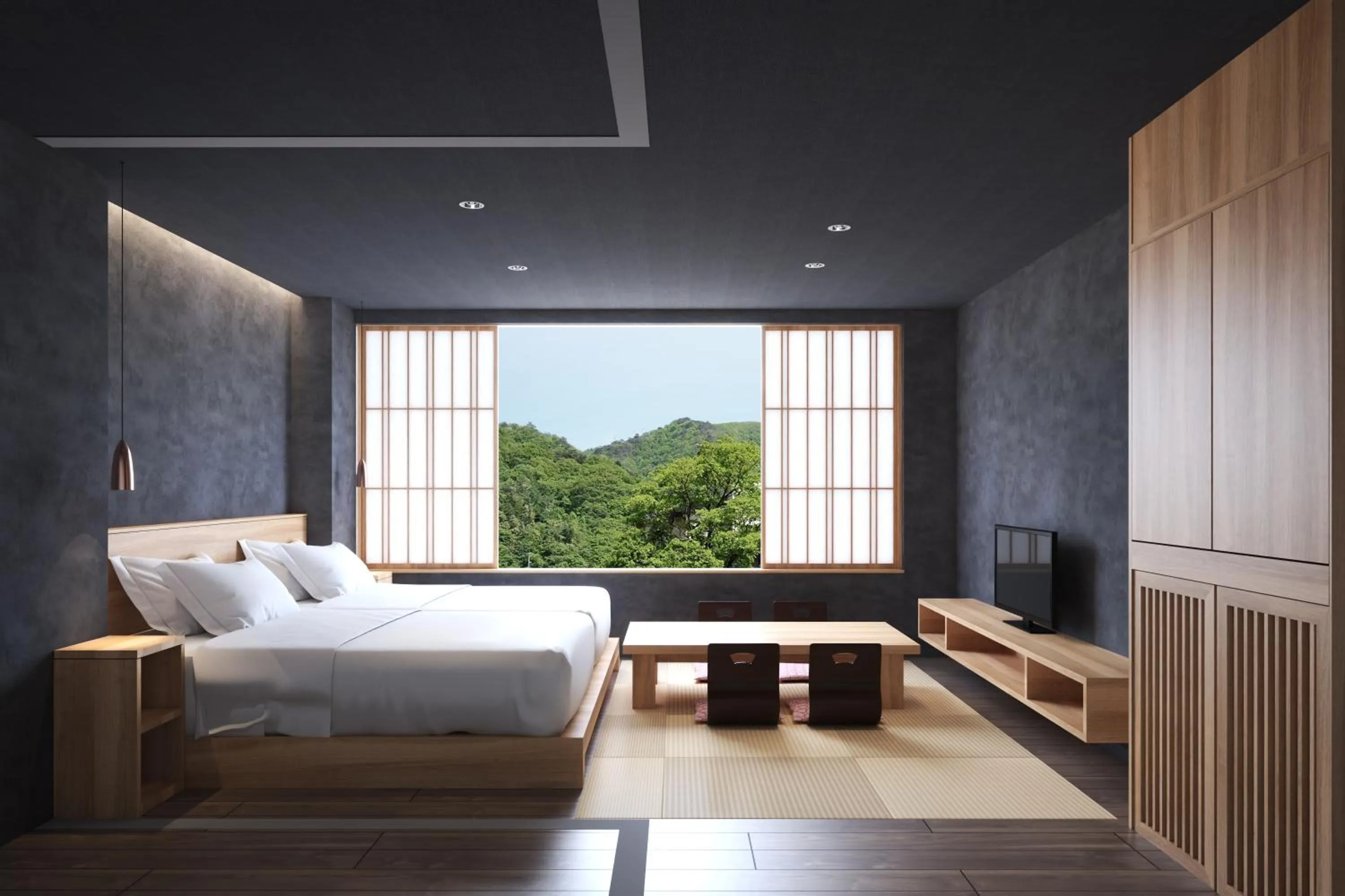 Hot Spring Bath, Bed in Aizu Higashiyama Onsen "Tsuki no Akari" self-service INN