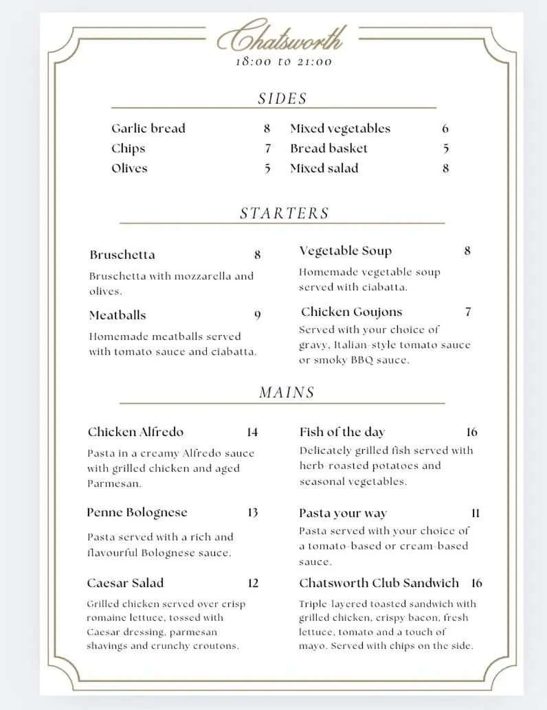 Restaurant/places to eat in The Chatsworth Hotel