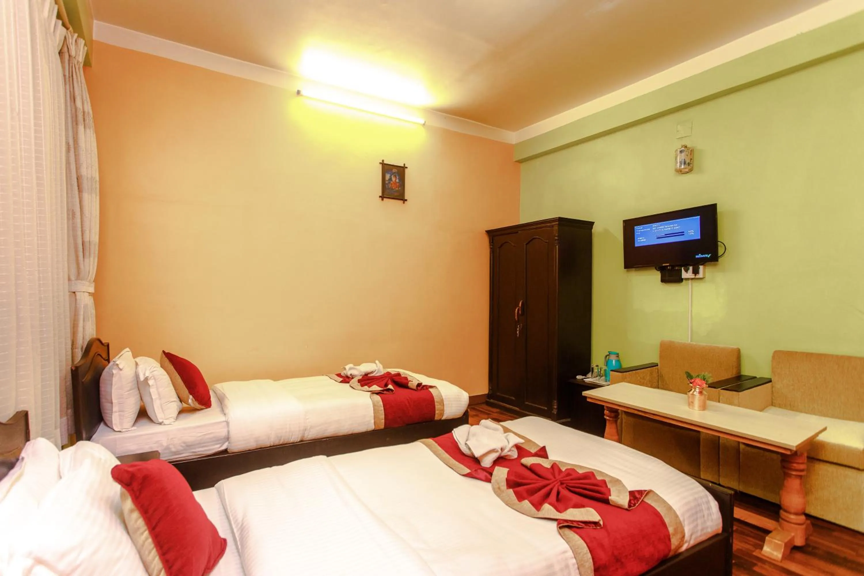 Bed in Hotel Nepalaya