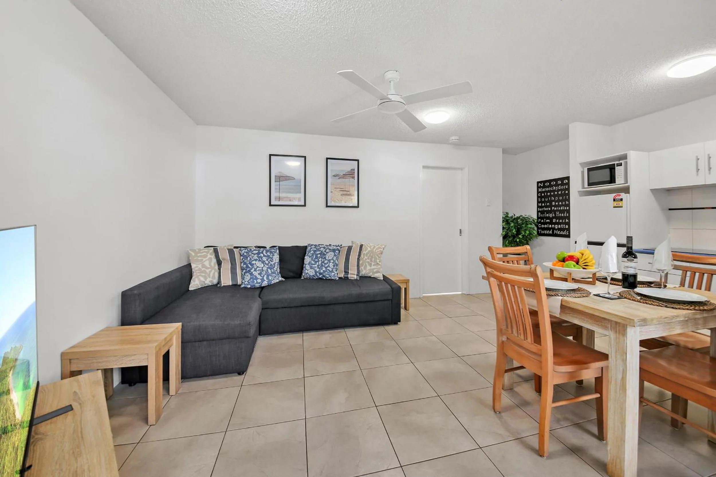 Living room in Chez Noosa Holiday Apartments