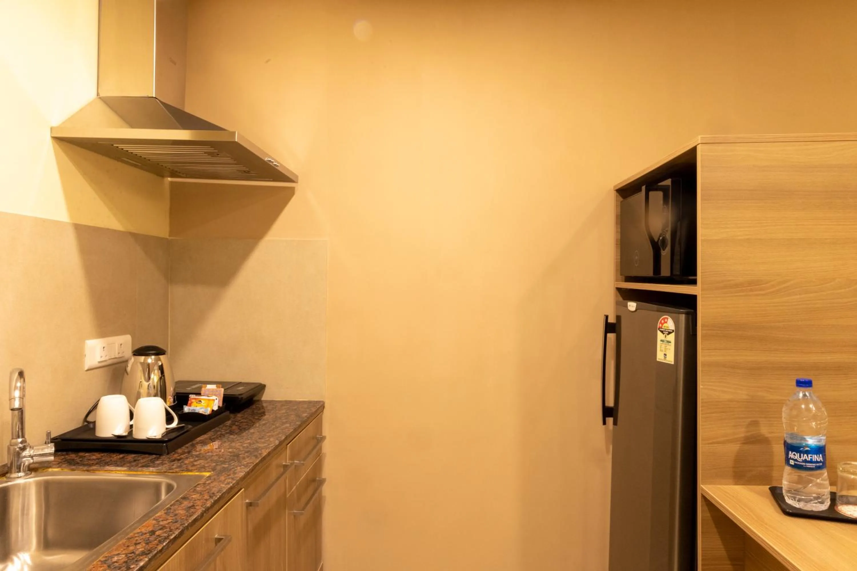 Kitchen or kitchenette in Starlit Suites Tirupati