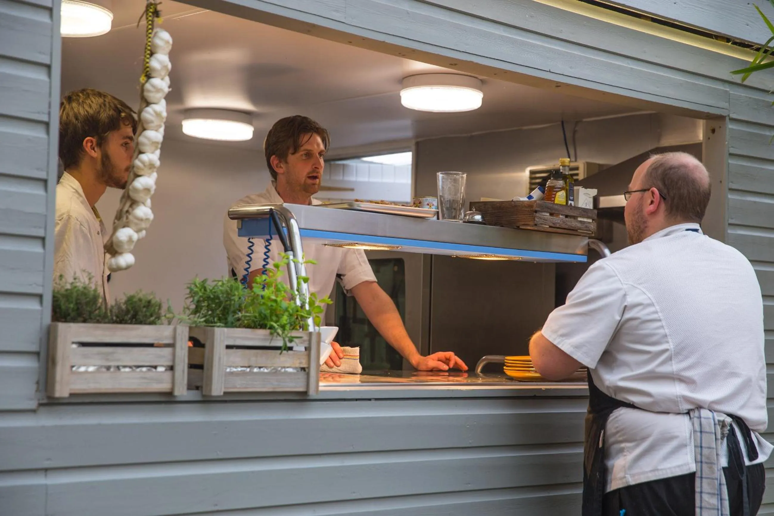 Communal kitchen in The Cott Inn