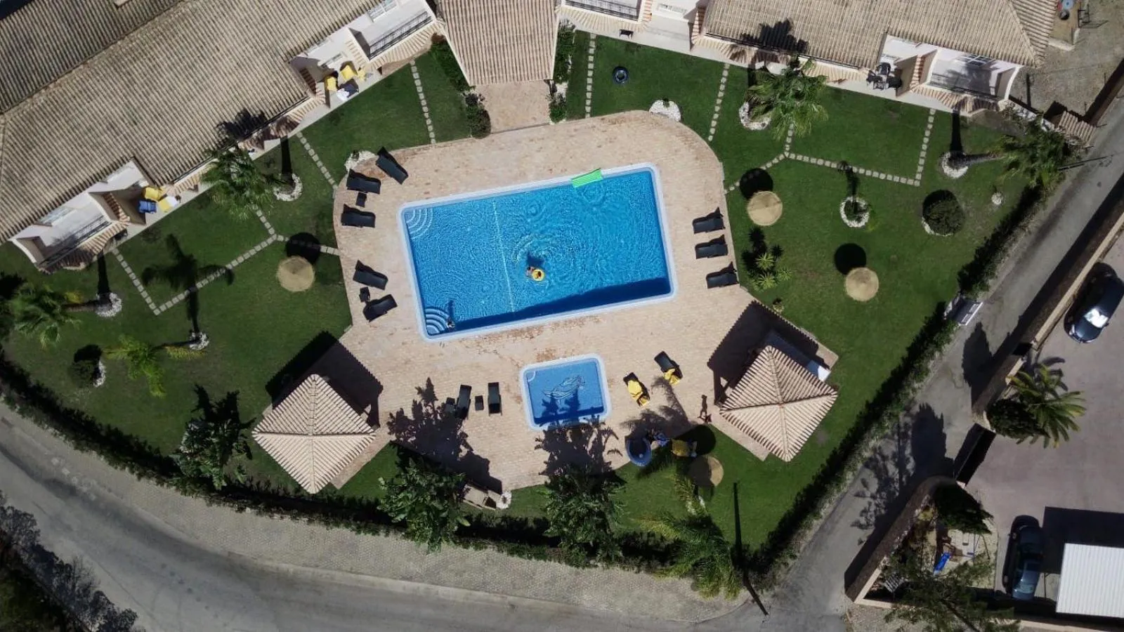 Bird's eye view in Atalaia Sol Aparthotel - tennis & heated pool in winter