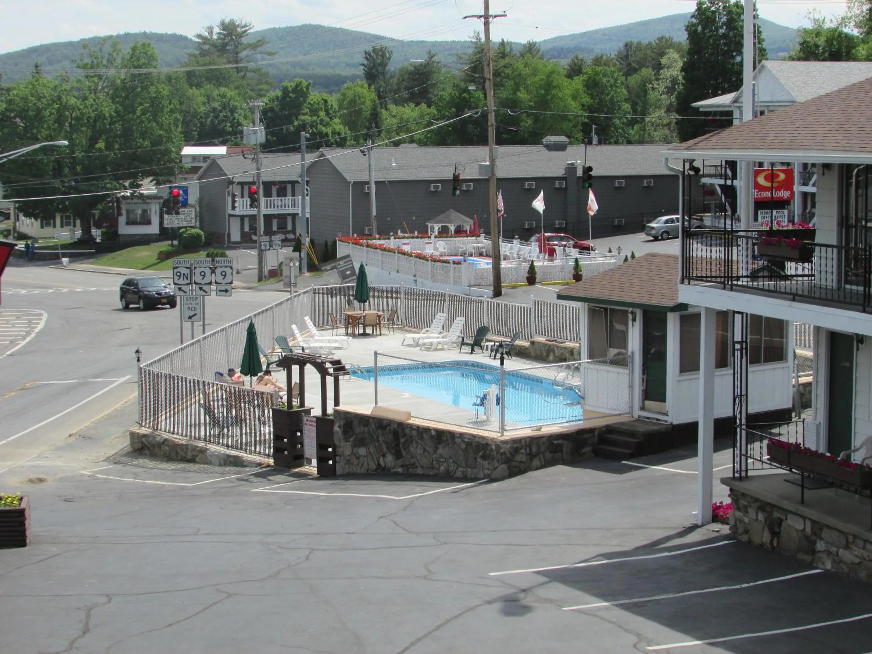 Pool view in The Lake George Inn