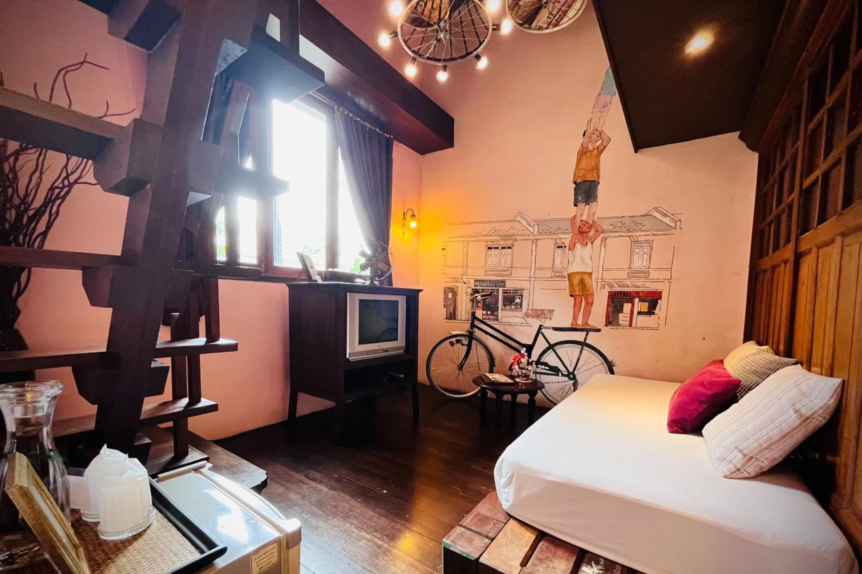 Living room, Bed in Old Capital Bike Inn - SHA Certified