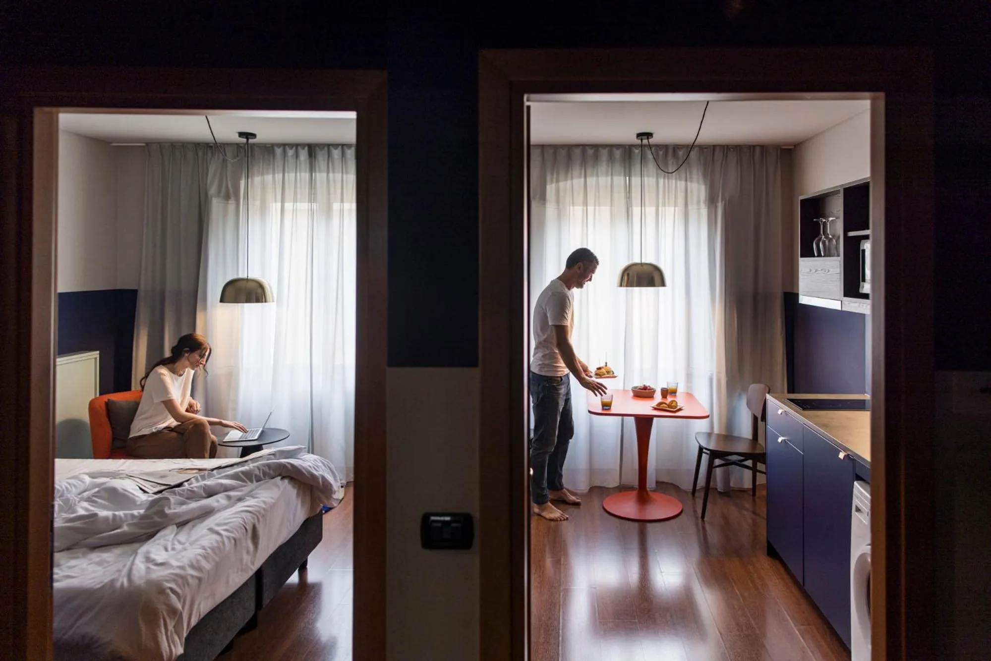 Kitchen or kitchenette, Bed in URBANAUTS STUDIOS Minelli