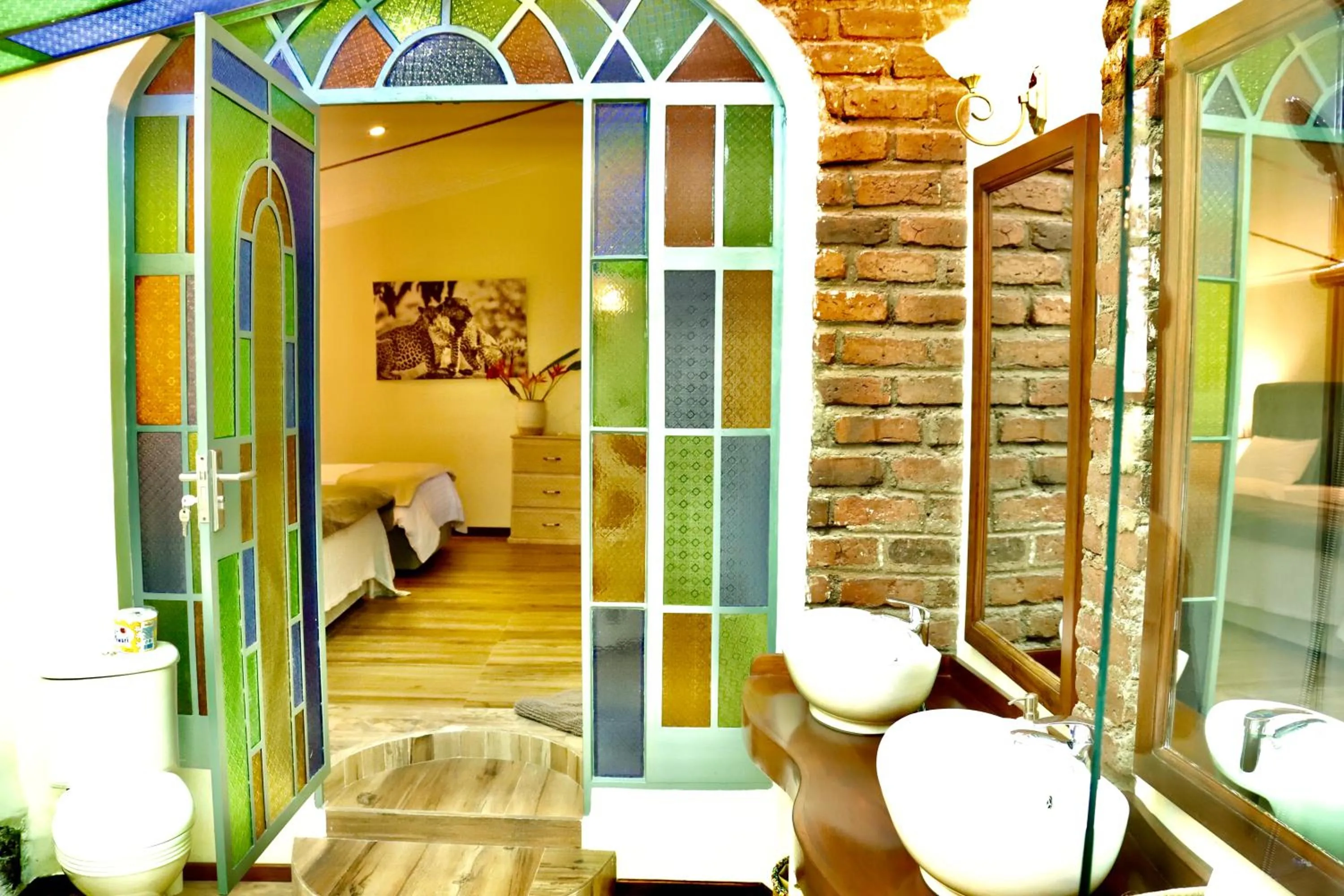 Bathroom, Bed in Pink Flamingo Boutique Hotel