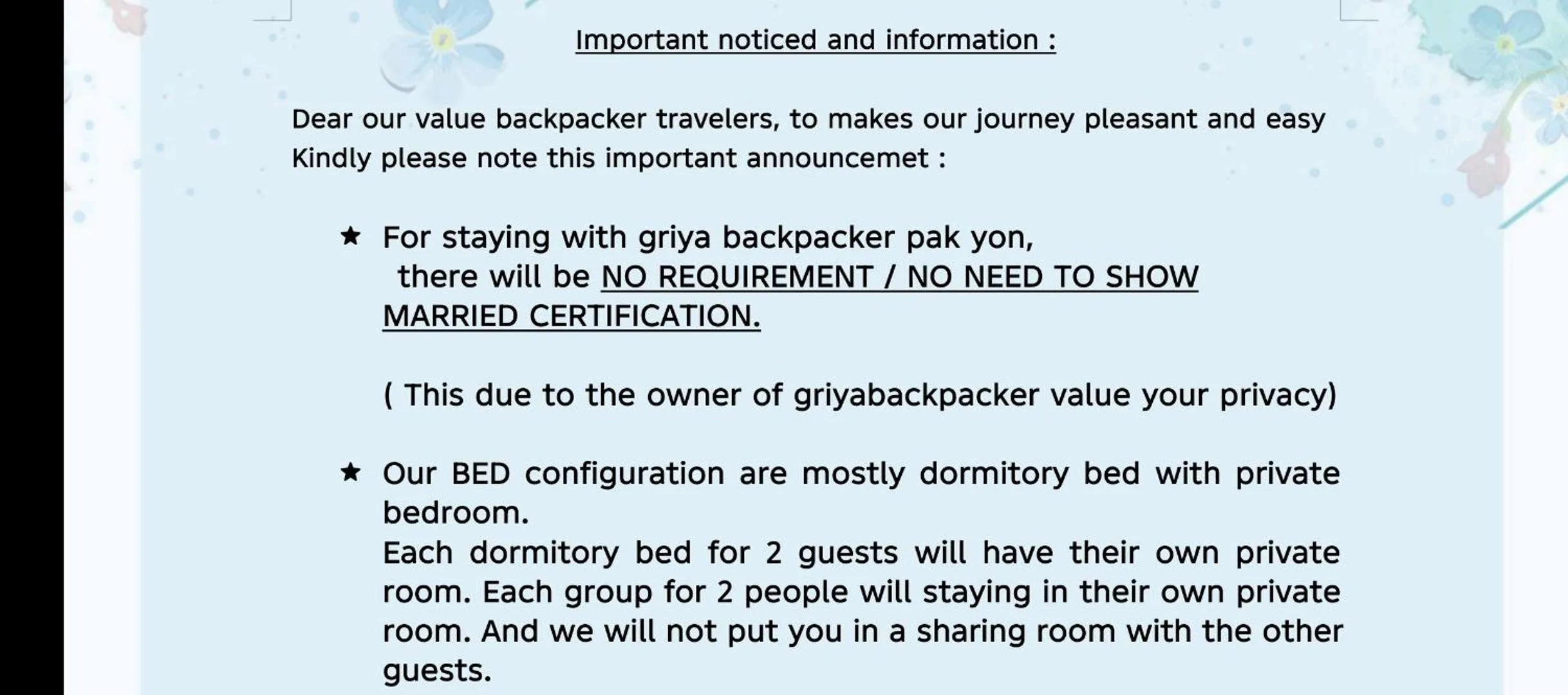 Griya Backpacker Pak yon