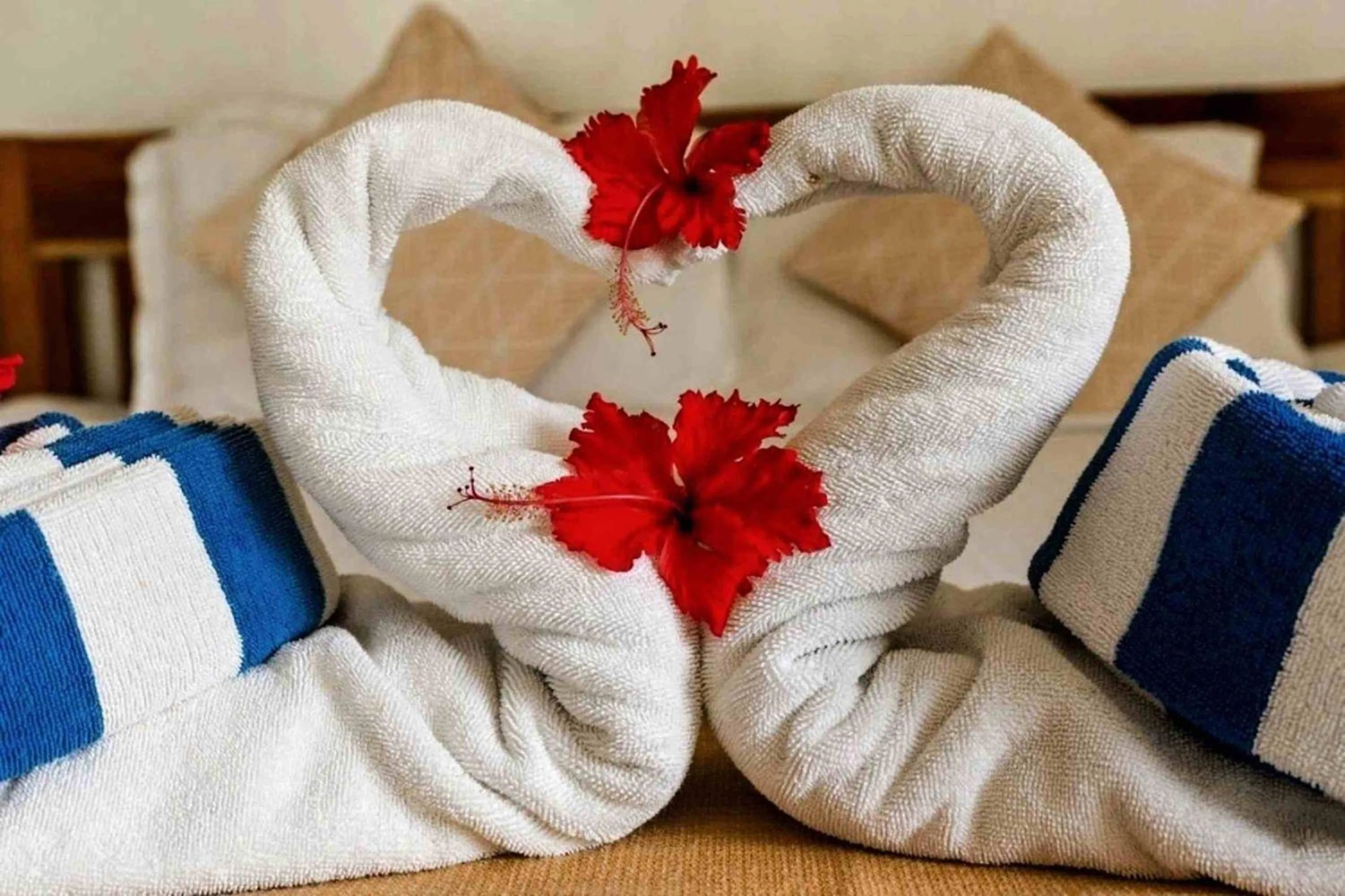 Bed in Romantic Beach Villas