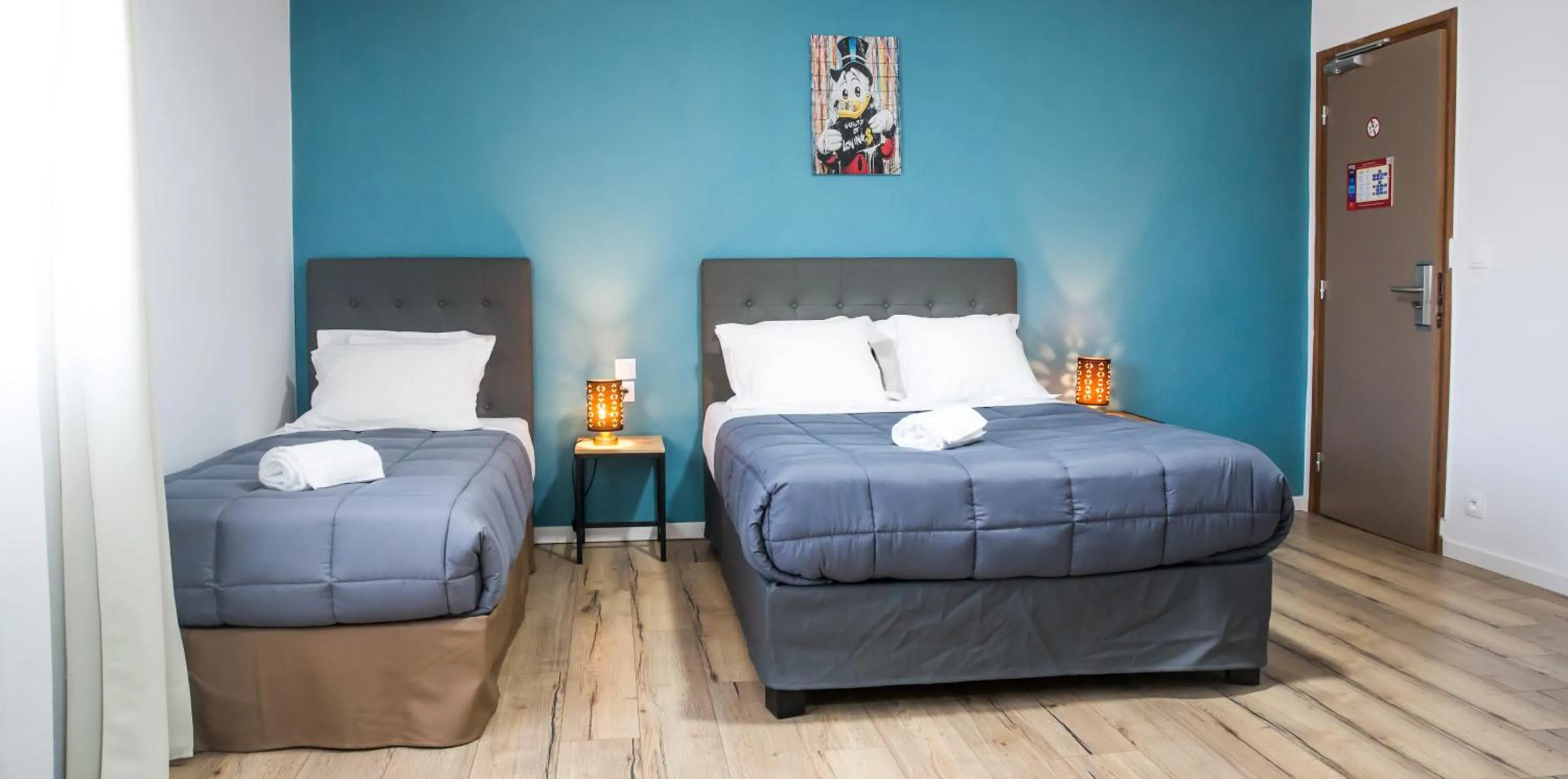 Bedroom, Bed in Hôtel Les Pieux En Cotentin