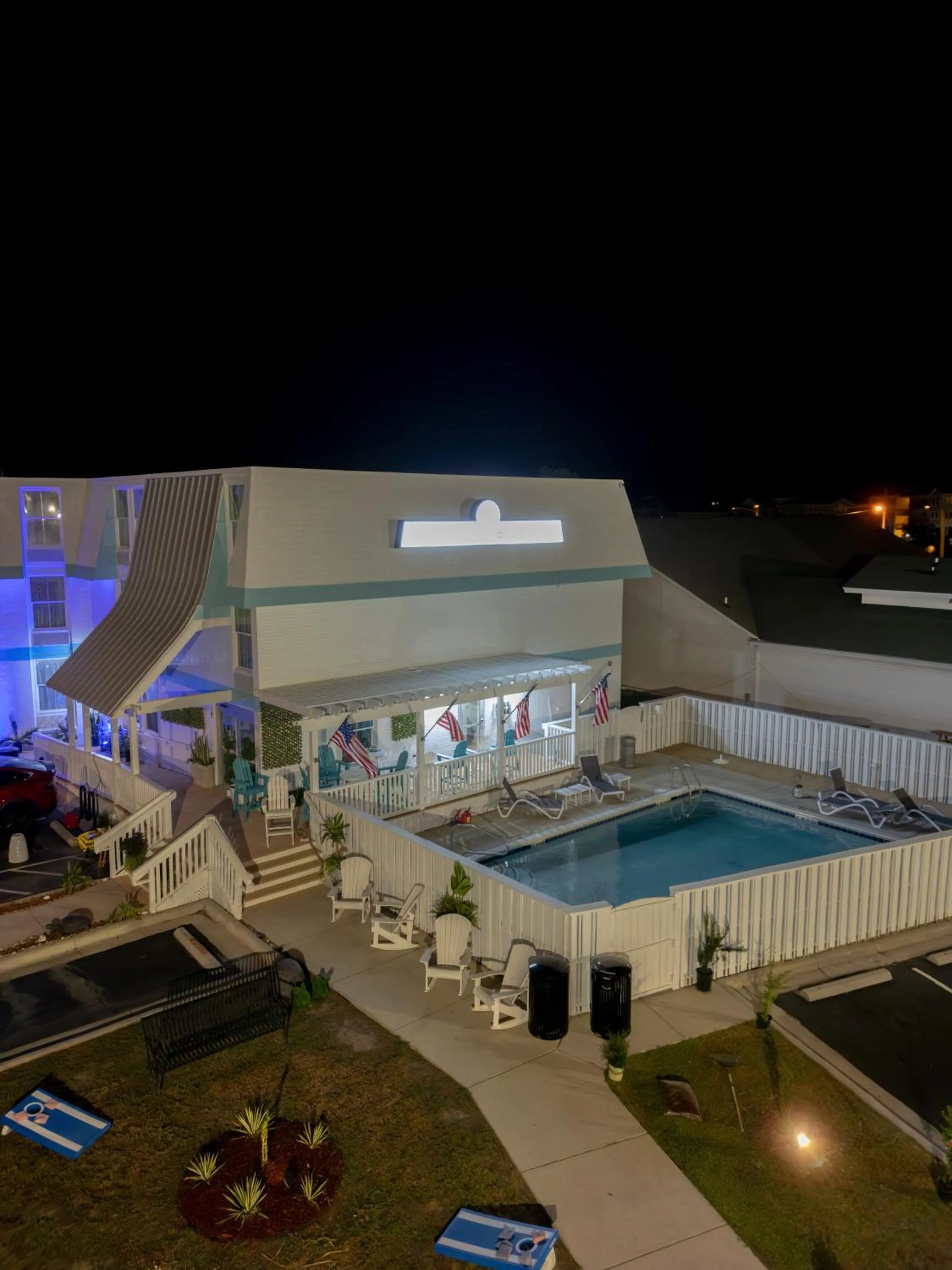 Swimming pool in NEW 2026-Ocean Sands Beach Boutique Inn-Sauna and Salt-Mineral Pool -Free Beach Bikes and Famous Beach- Fresh Baked Cookies and Popcorn - Bathrobes and Sunscreen in all rooms-Ultra Sparkling-Free Laundry- 4 Grand Black Beds-Call NOW & Save-1-252-AHA-SAND