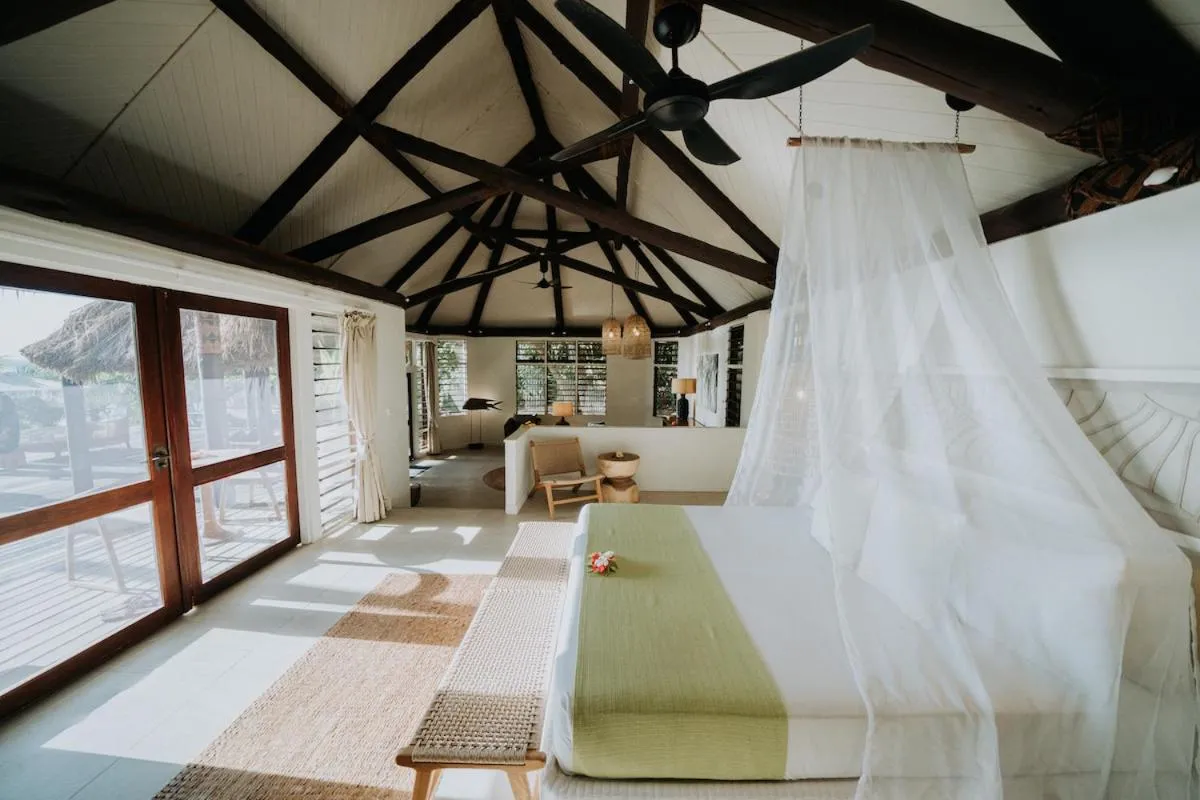 Bed in Yasawa Island Resort & Spa