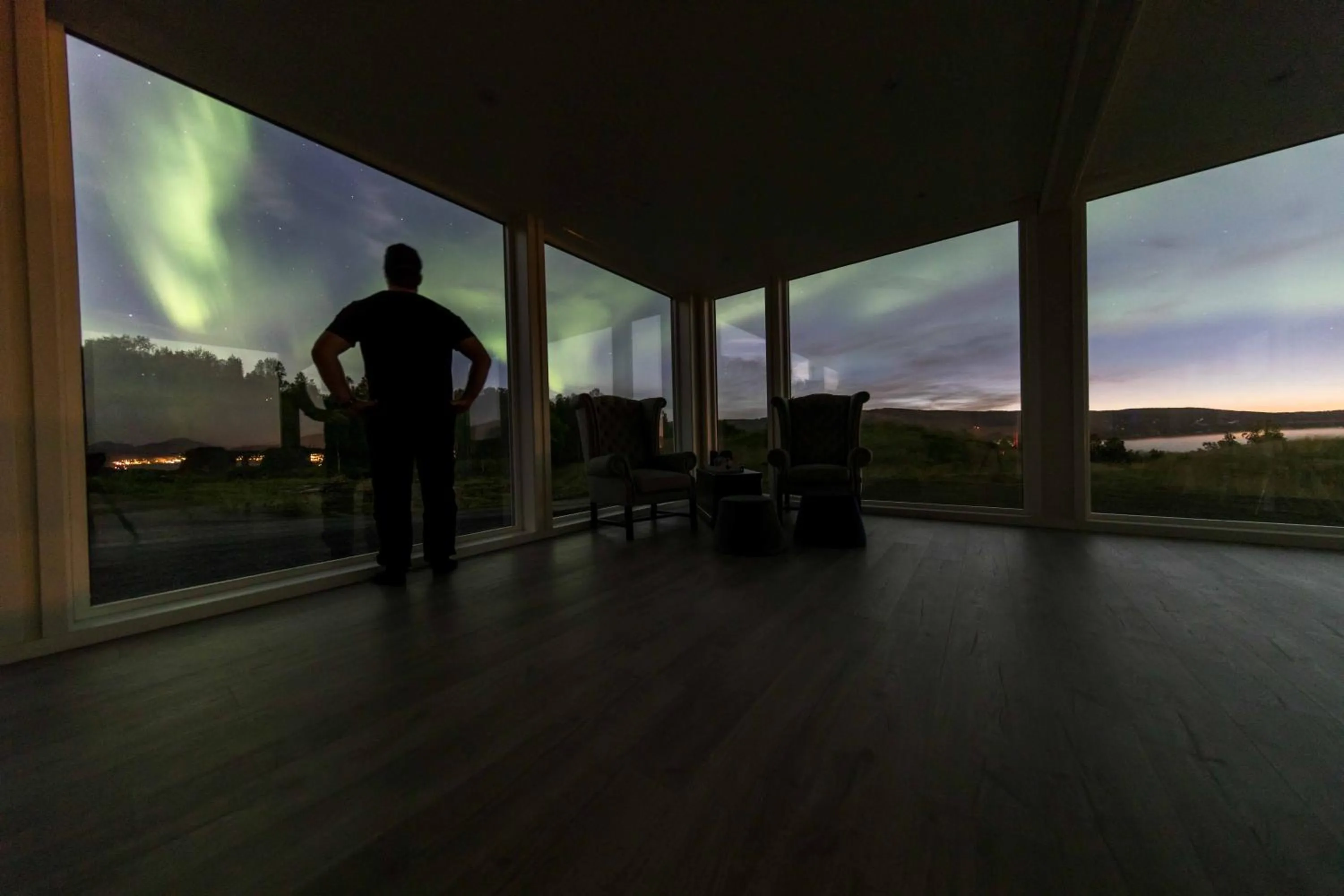 People in Aurora Borealis Observatory