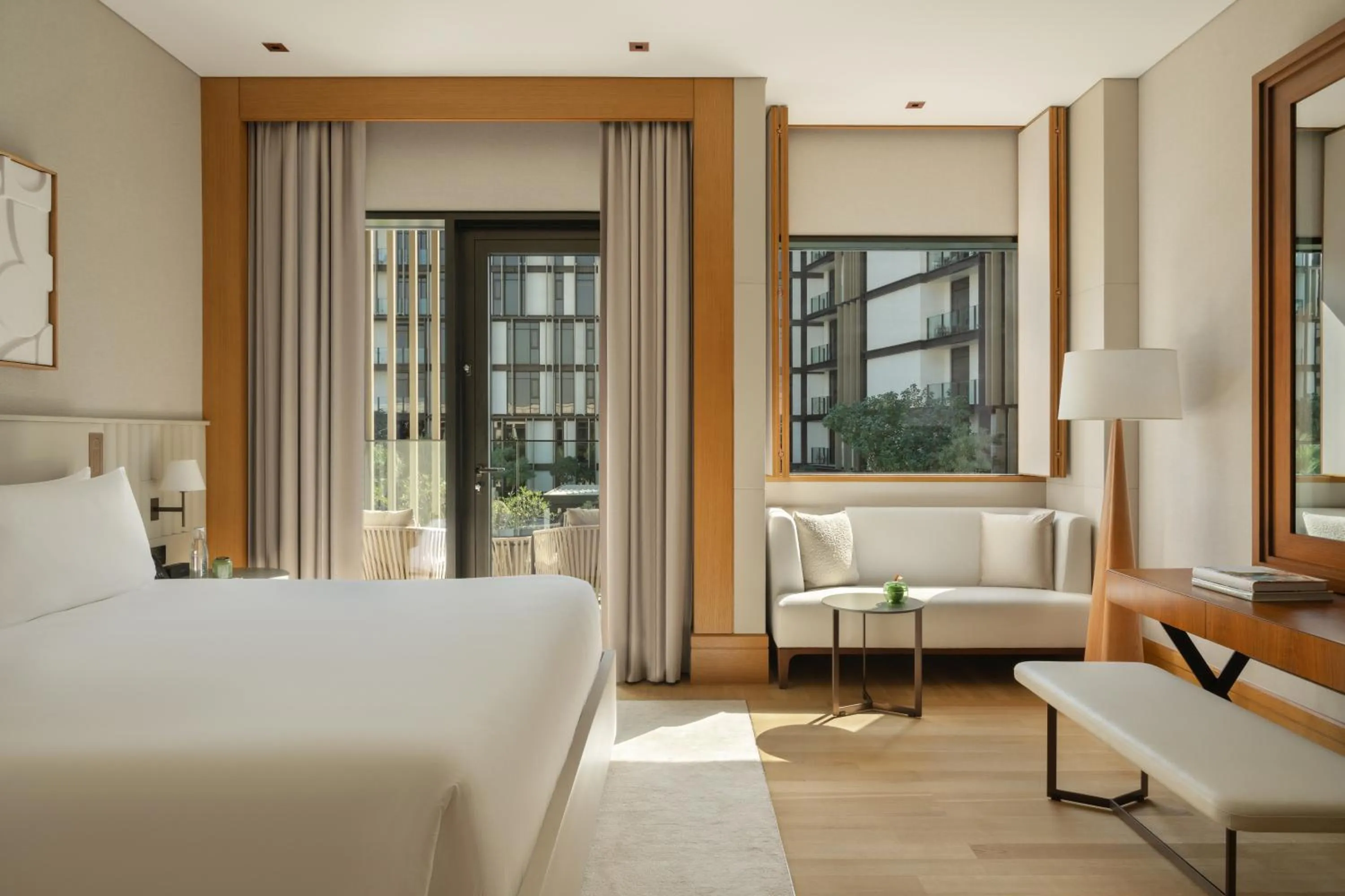 View (from property/room), Bed in Delano Dubai at Bluewaters