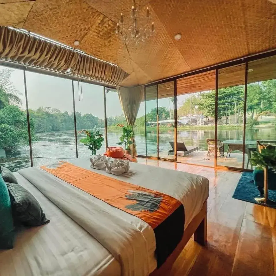 Bed in Kodaun River Kwai Resort Bed in Kodaun River Kwai Resort