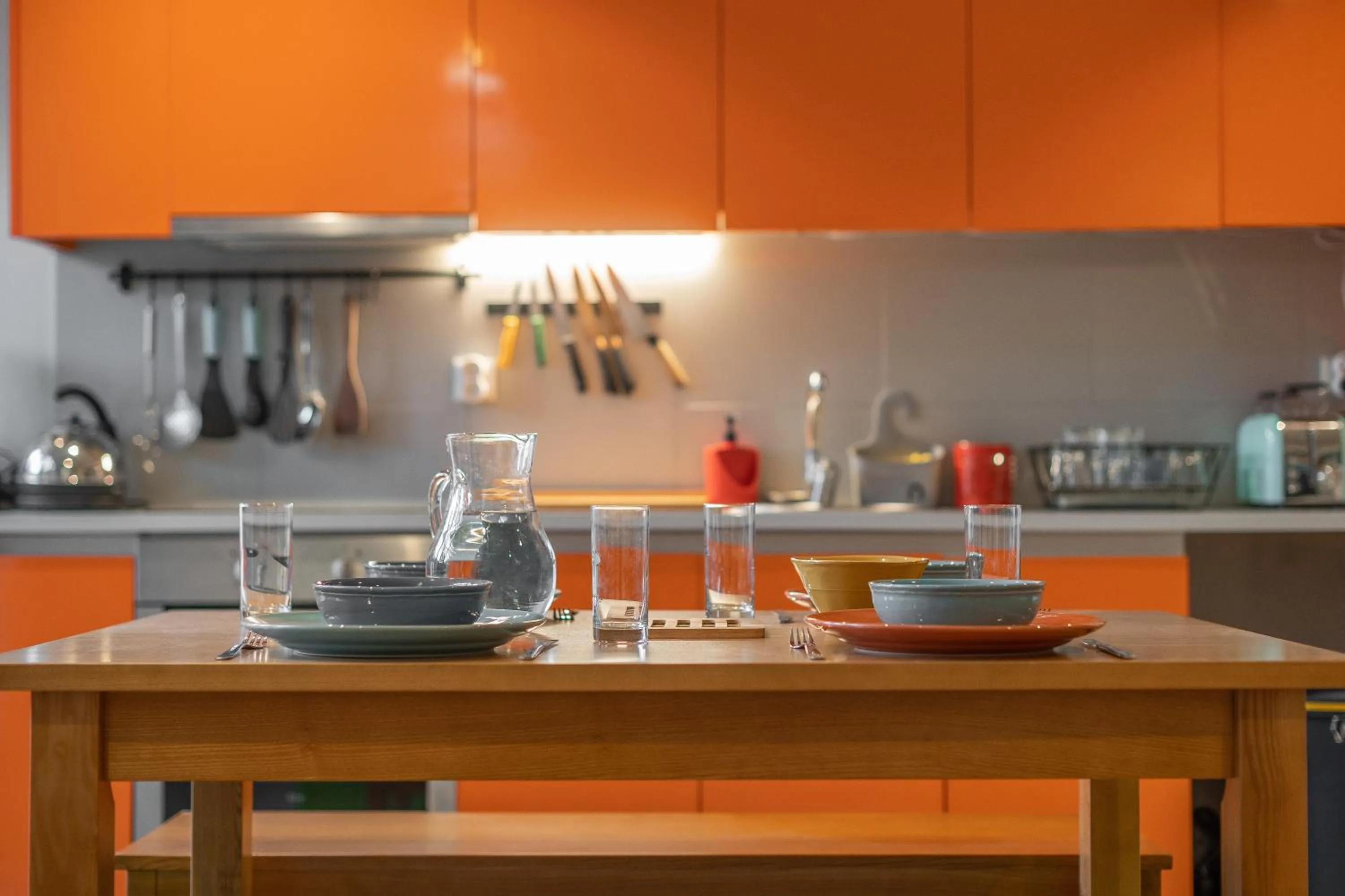 Kitchen or kitchenette in Peach Hostel & Suites