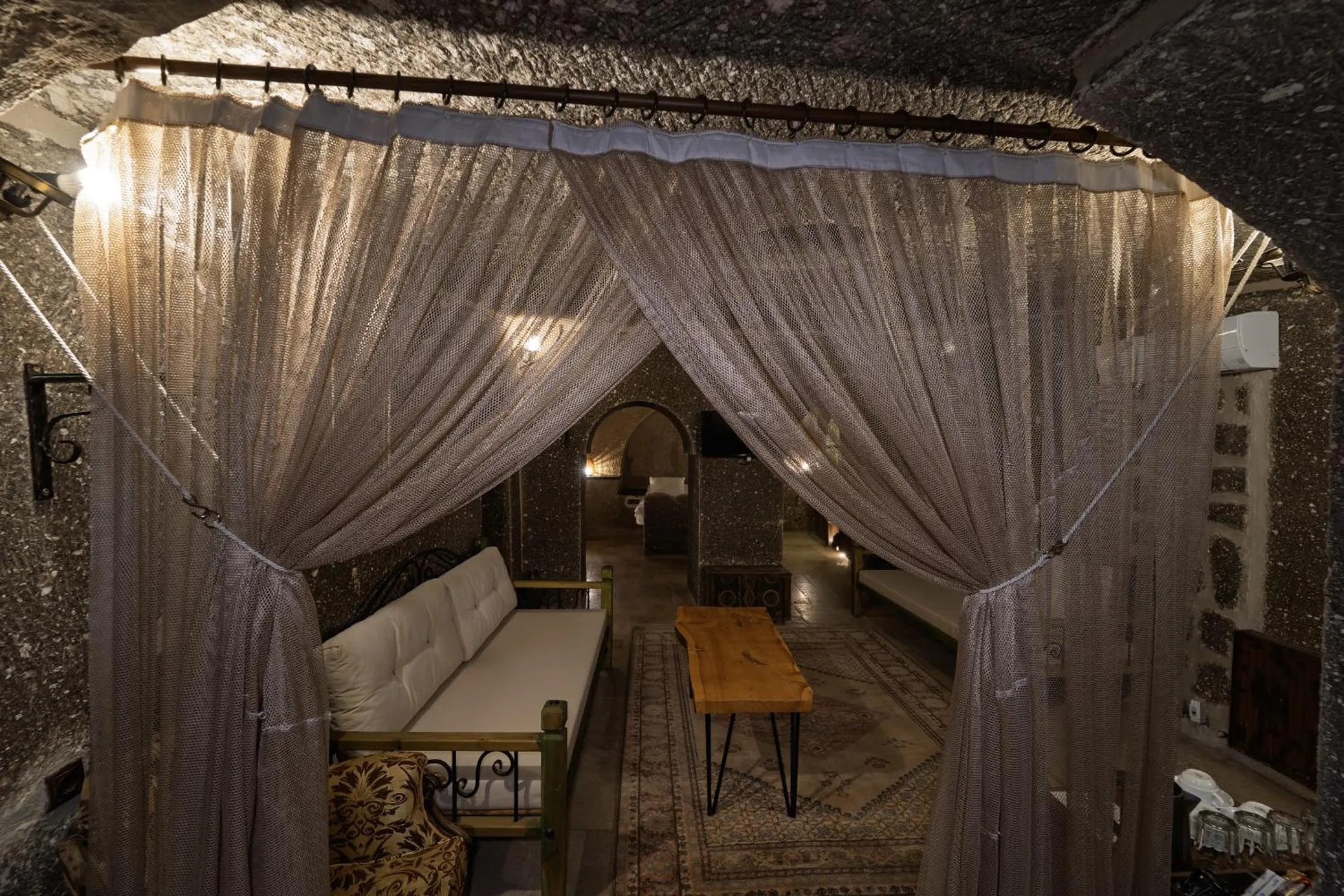 Seating area in Grand Cave Suites