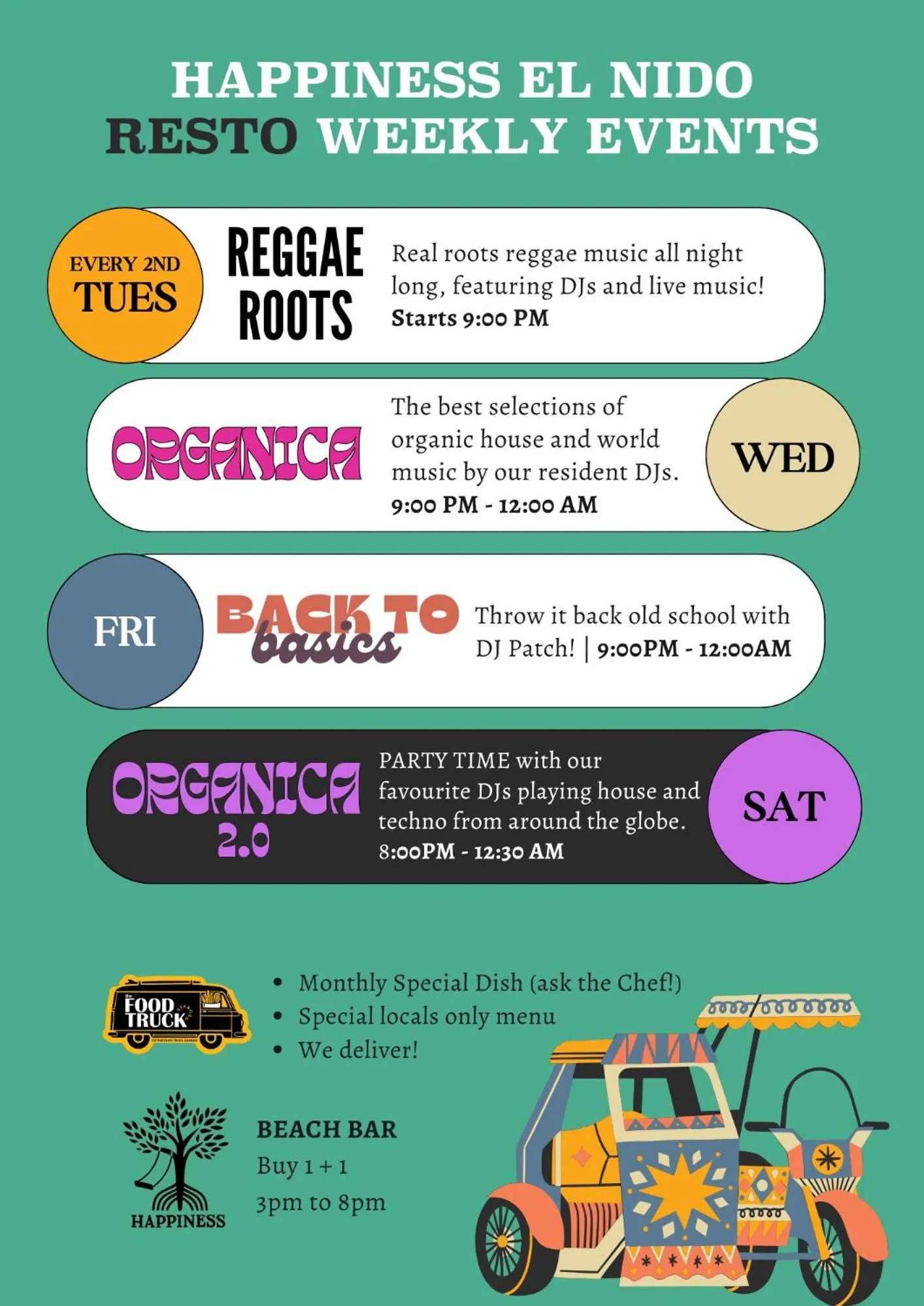 Activities in Happiness Hostel El Nido