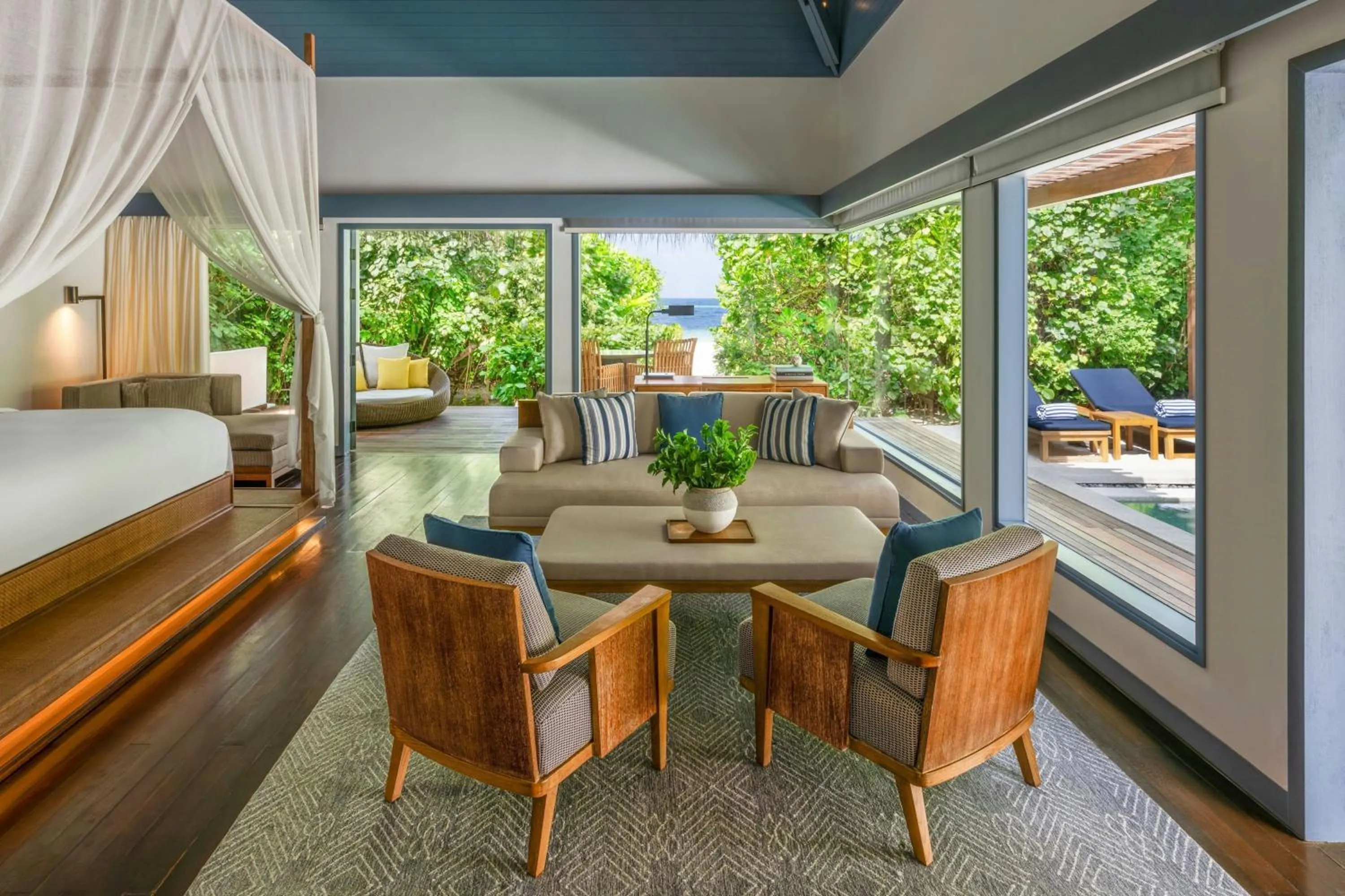 Living room, Bed in The Halcyon Private Isles Maldives, Autograph Collection