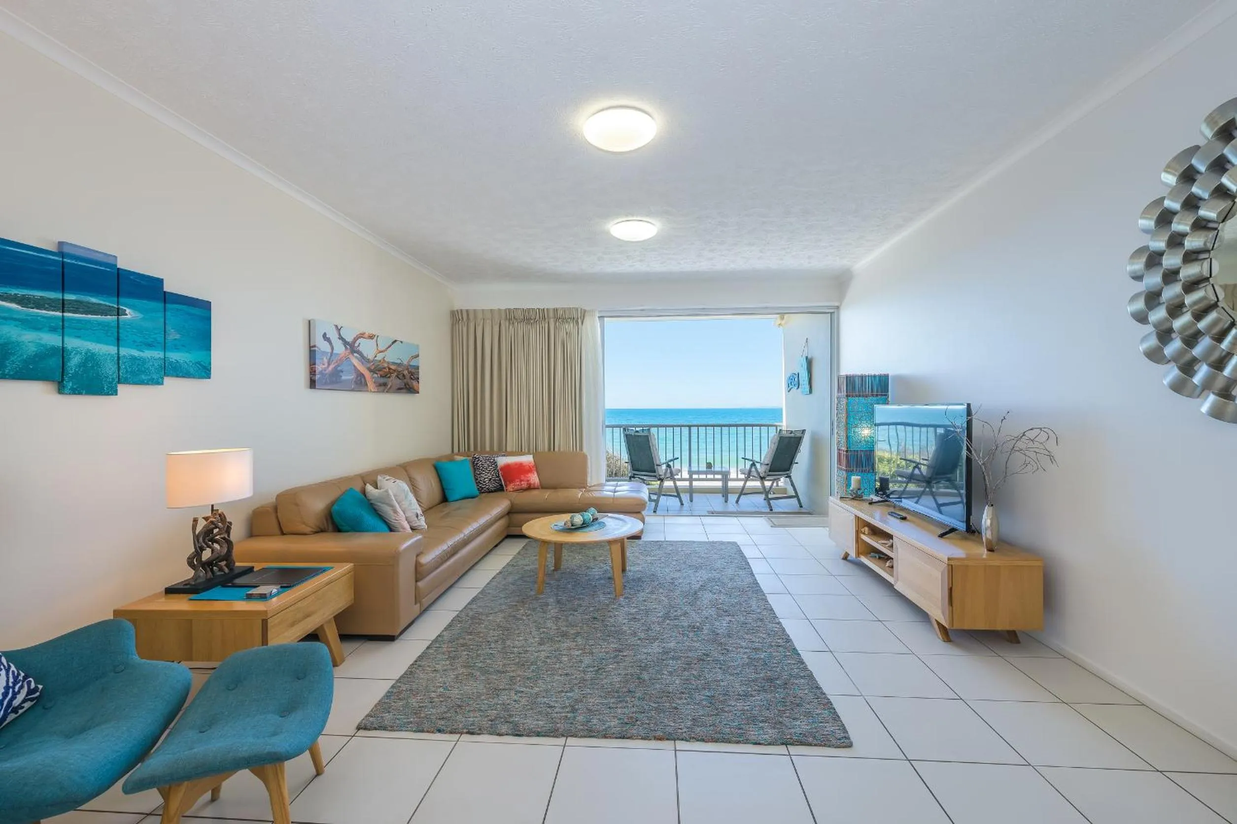 Living room in On The Beach Resort Bribie Island