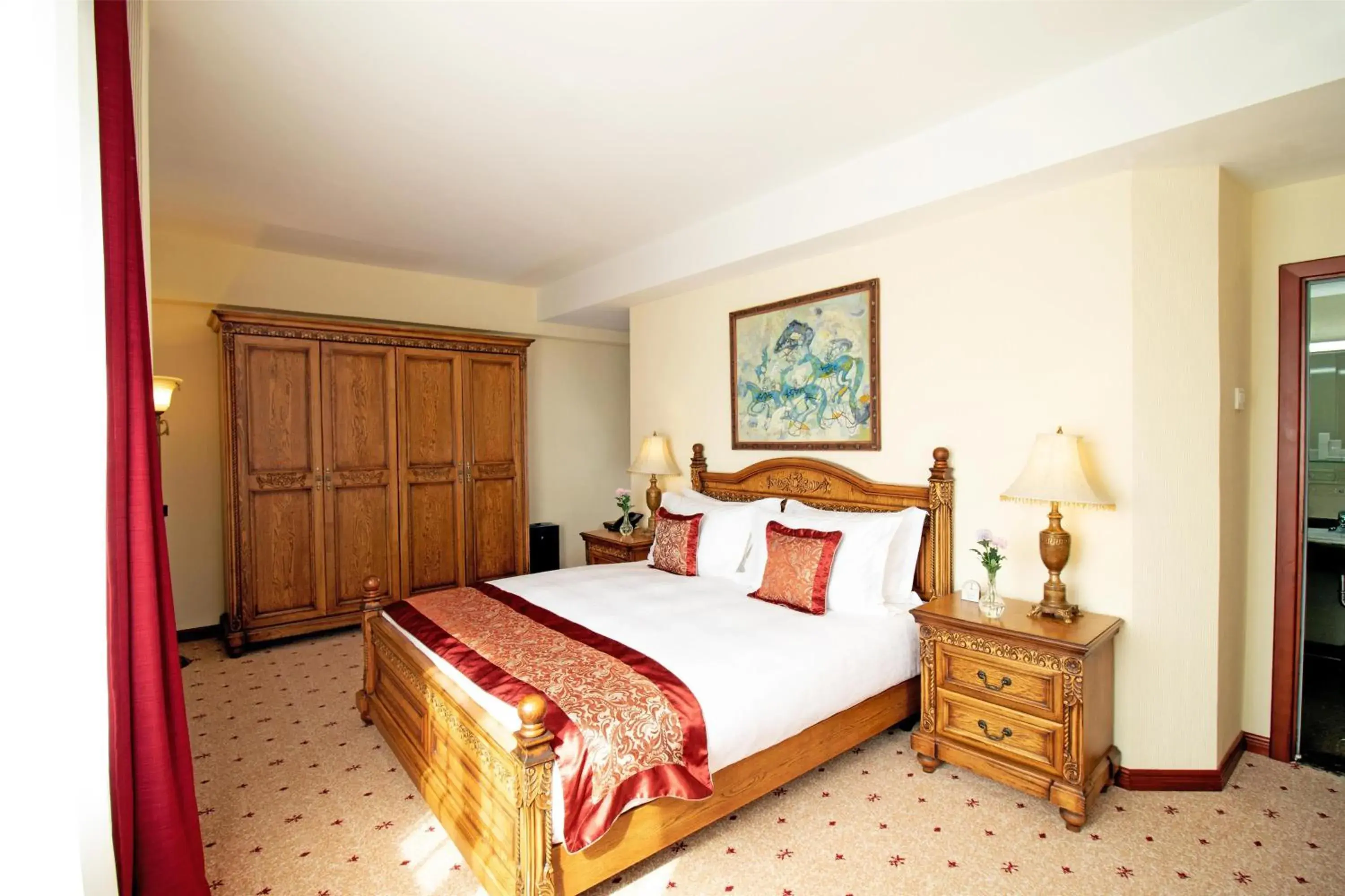 Bedroom, Bed in Kempinski Hotel Khan Palace Bedroom, Bed in Kempinski Hotel Khan Palace