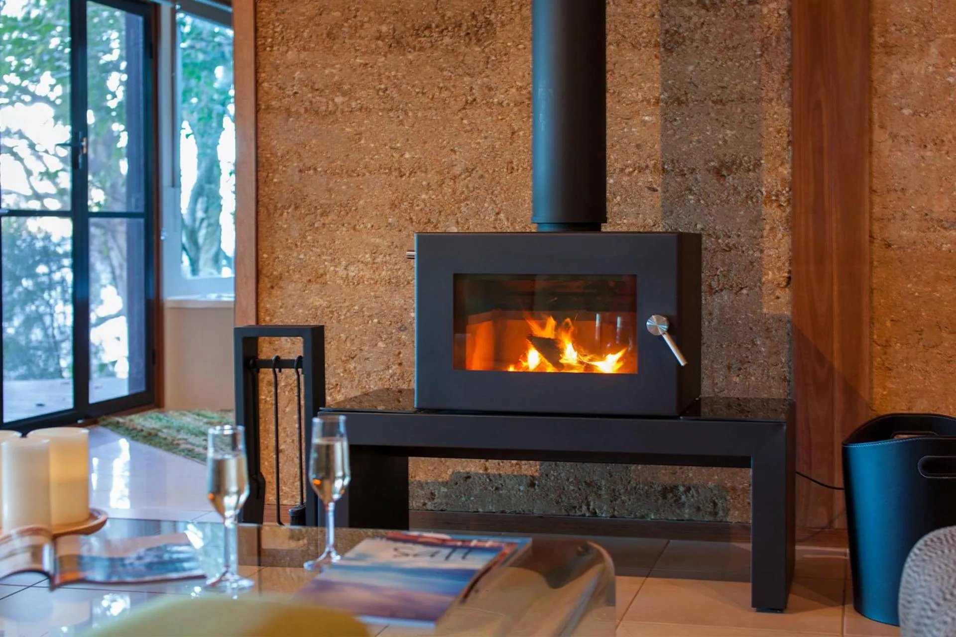 fireplace in Eumarella Shores Noosa Lake Retreat