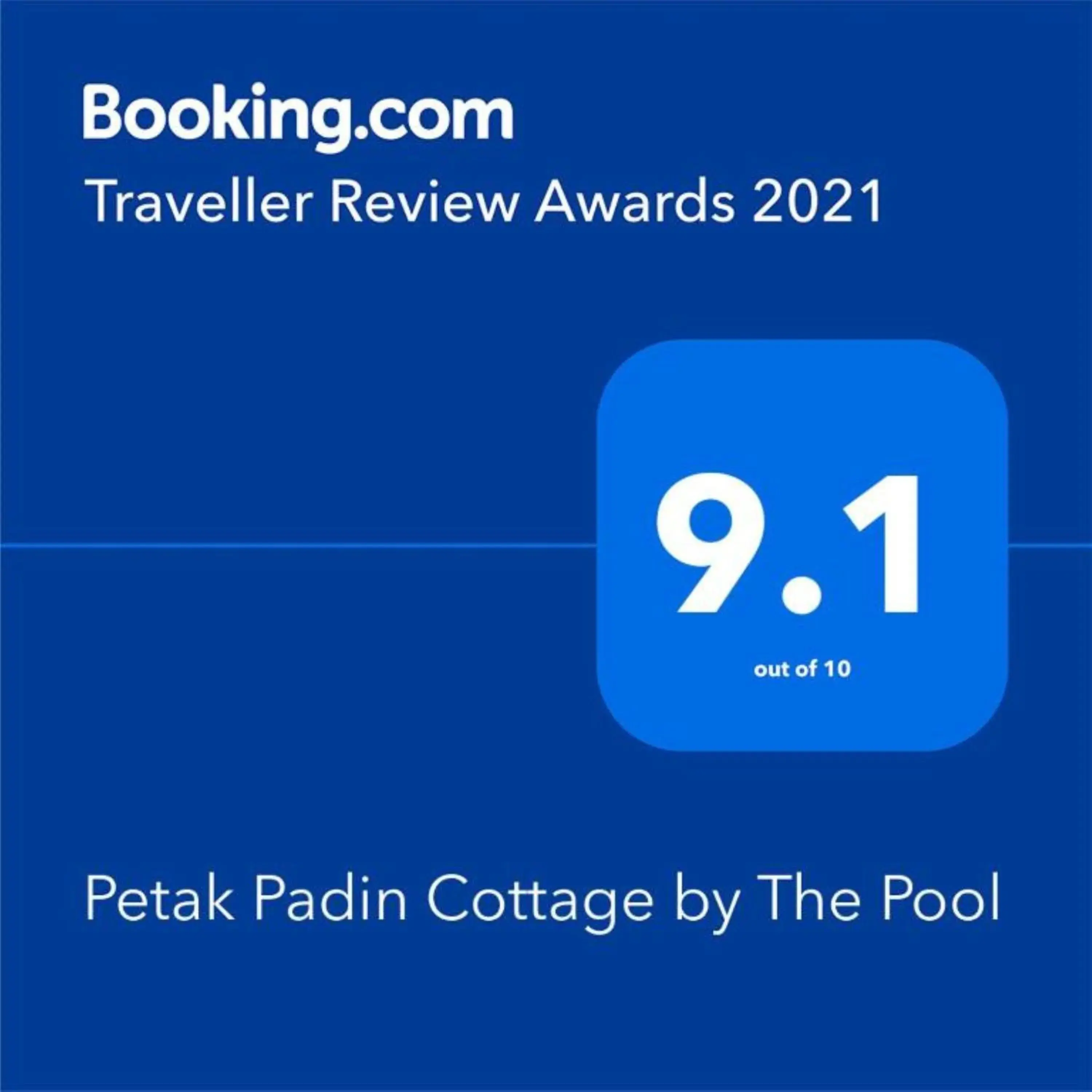 Certificate/Award in Petak Padin Cottage by The Pool, Kepala Batas Penang Certificate/Award in Petak Padin Cottage by The Pool, Kepala Batas Penang