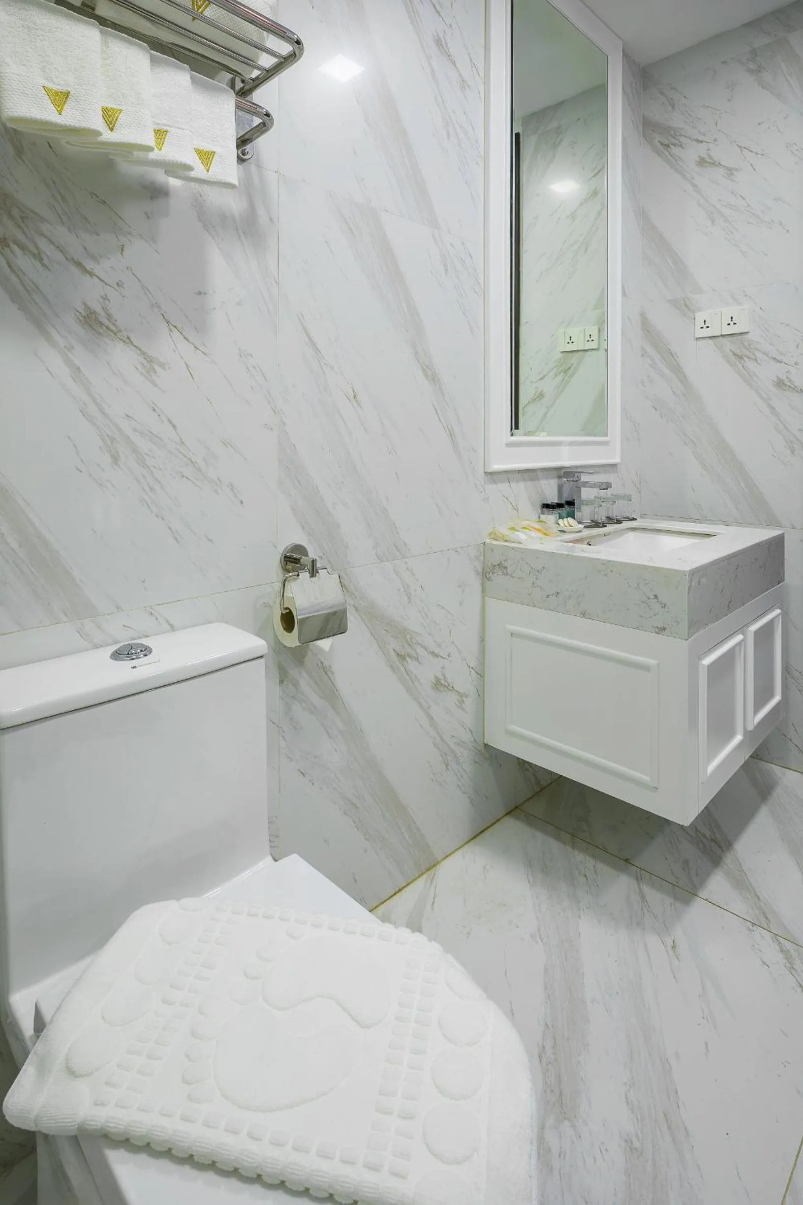 Bathroom, Bed in V Boutique Hotel