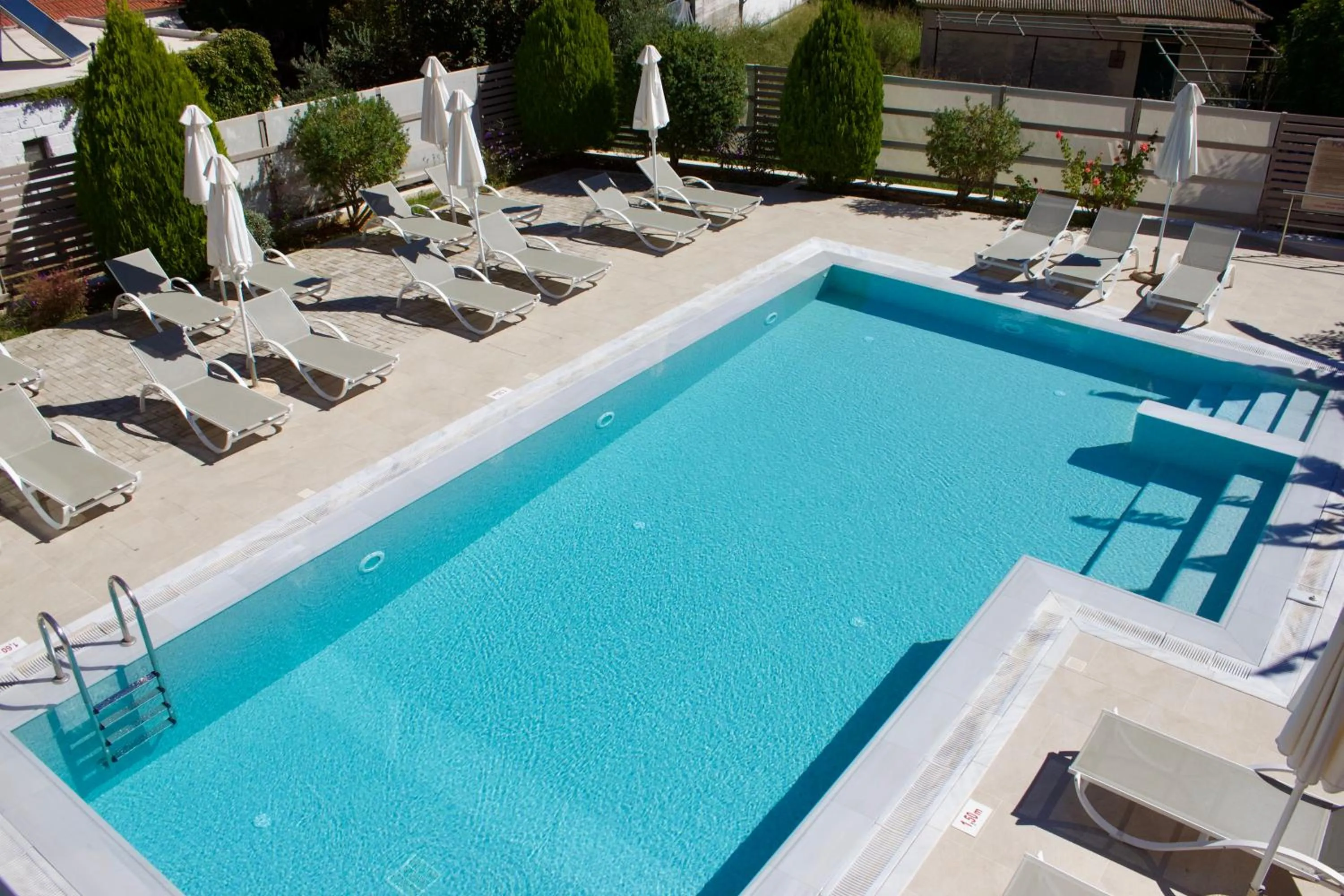 Pool view in Notos Luxury Studios