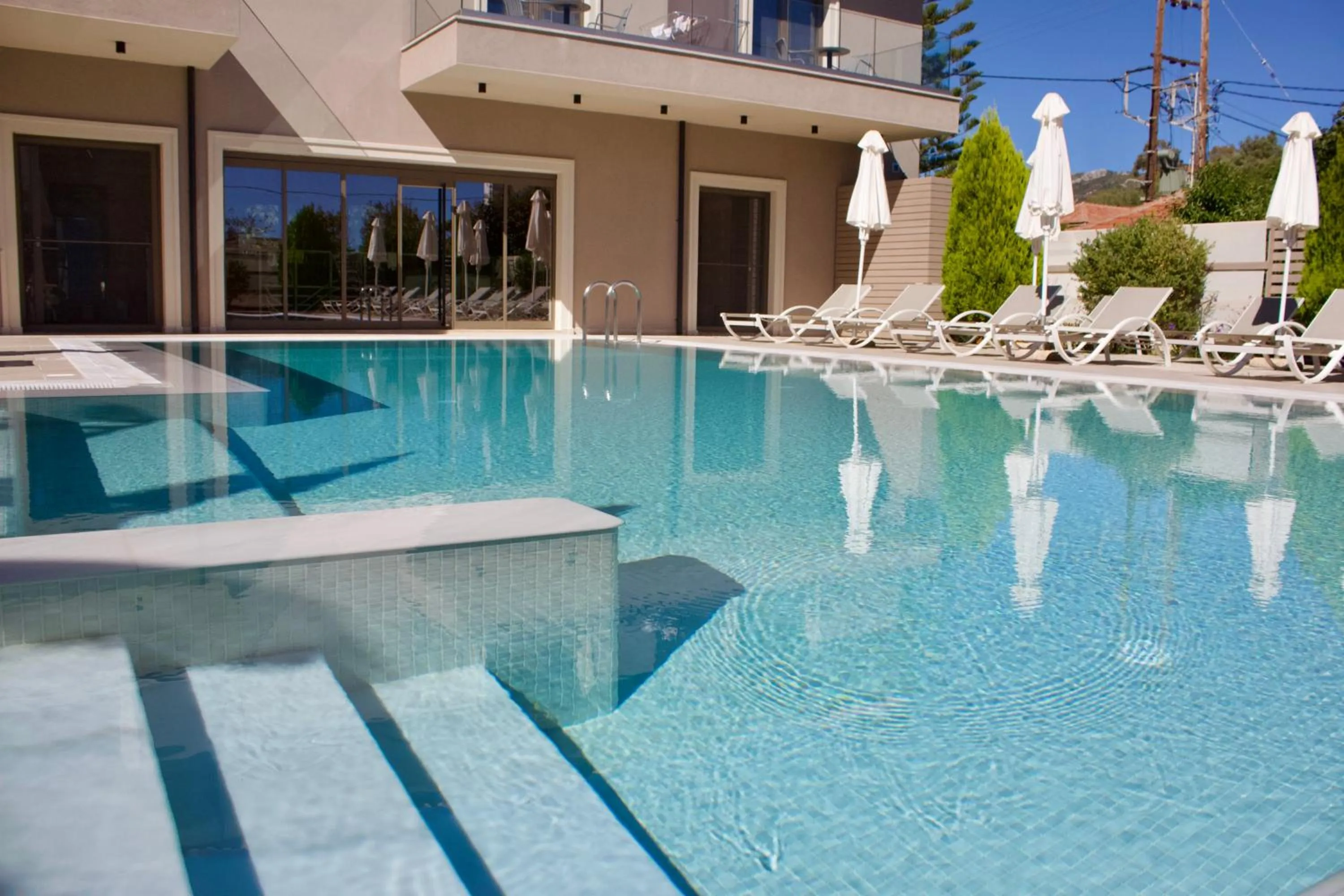 Pool view in Notos Luxury Studios