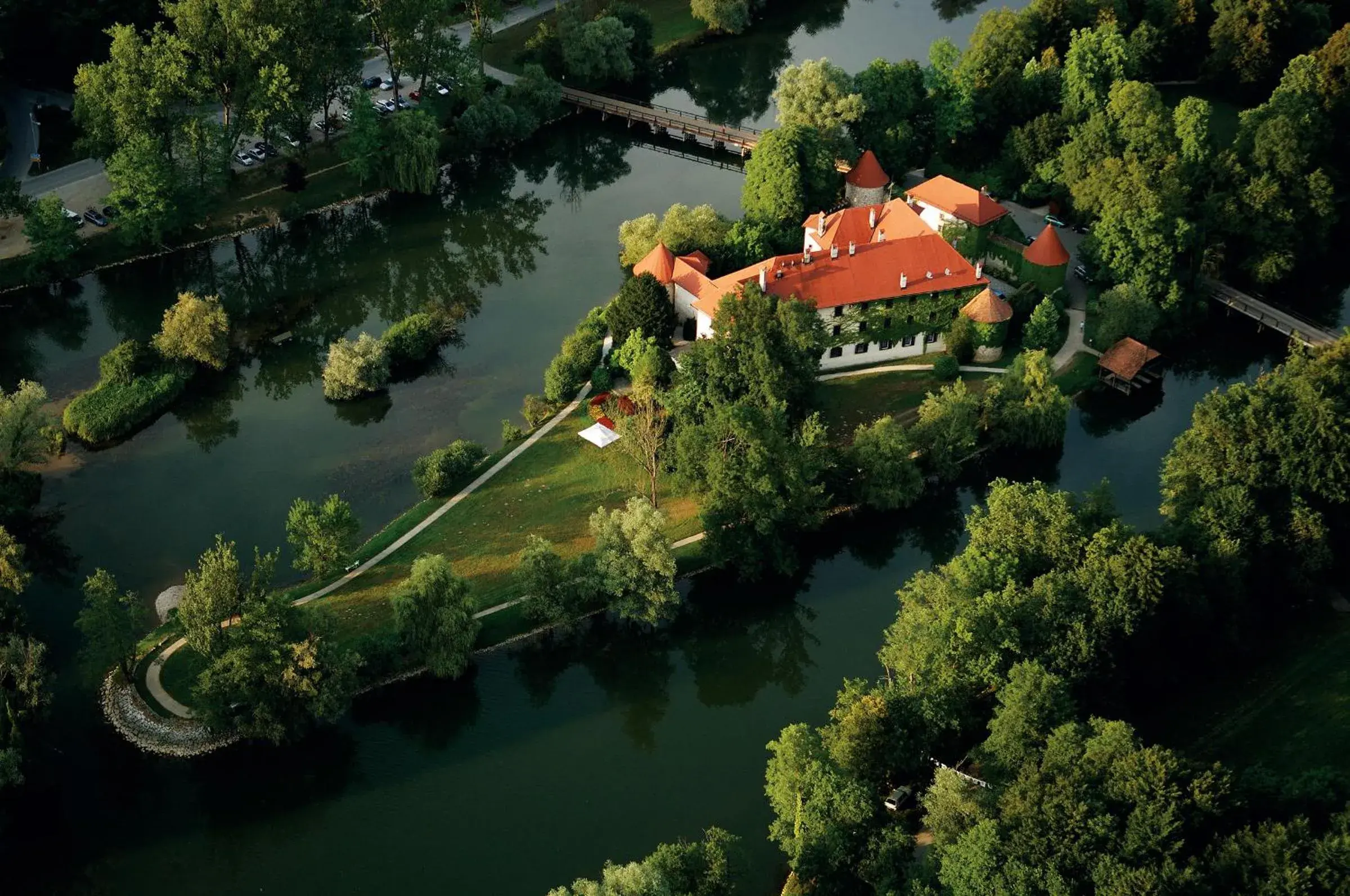 Bird's eye view in Hotel Grad Otočec - Relais Chateaux Bird's eye view in Hotel Grad Otočec - Relais Chateaux