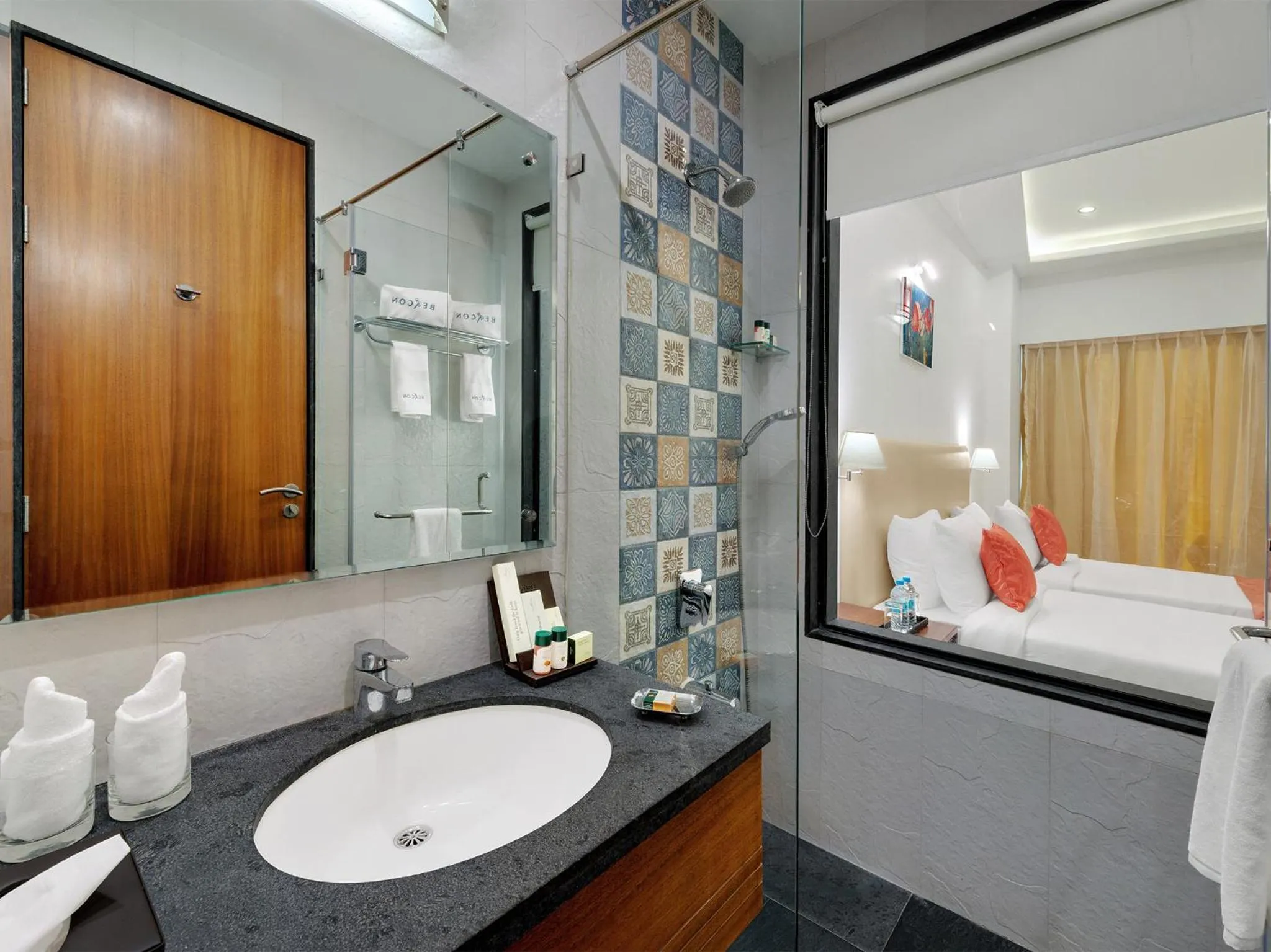 Bathroom, Bed in Viola Beacon Resort, Lonavala