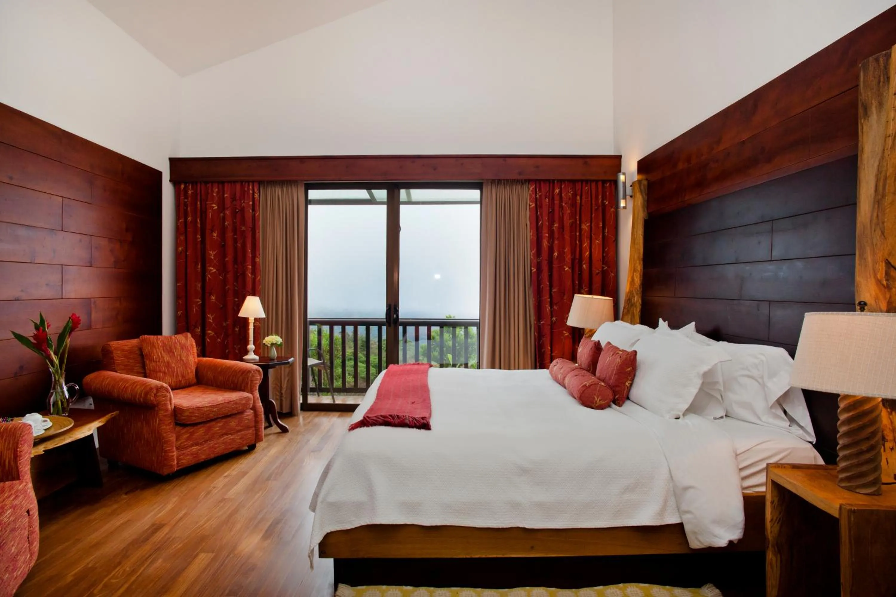 View (from property/room), Bed in Poas Volcano Lodge