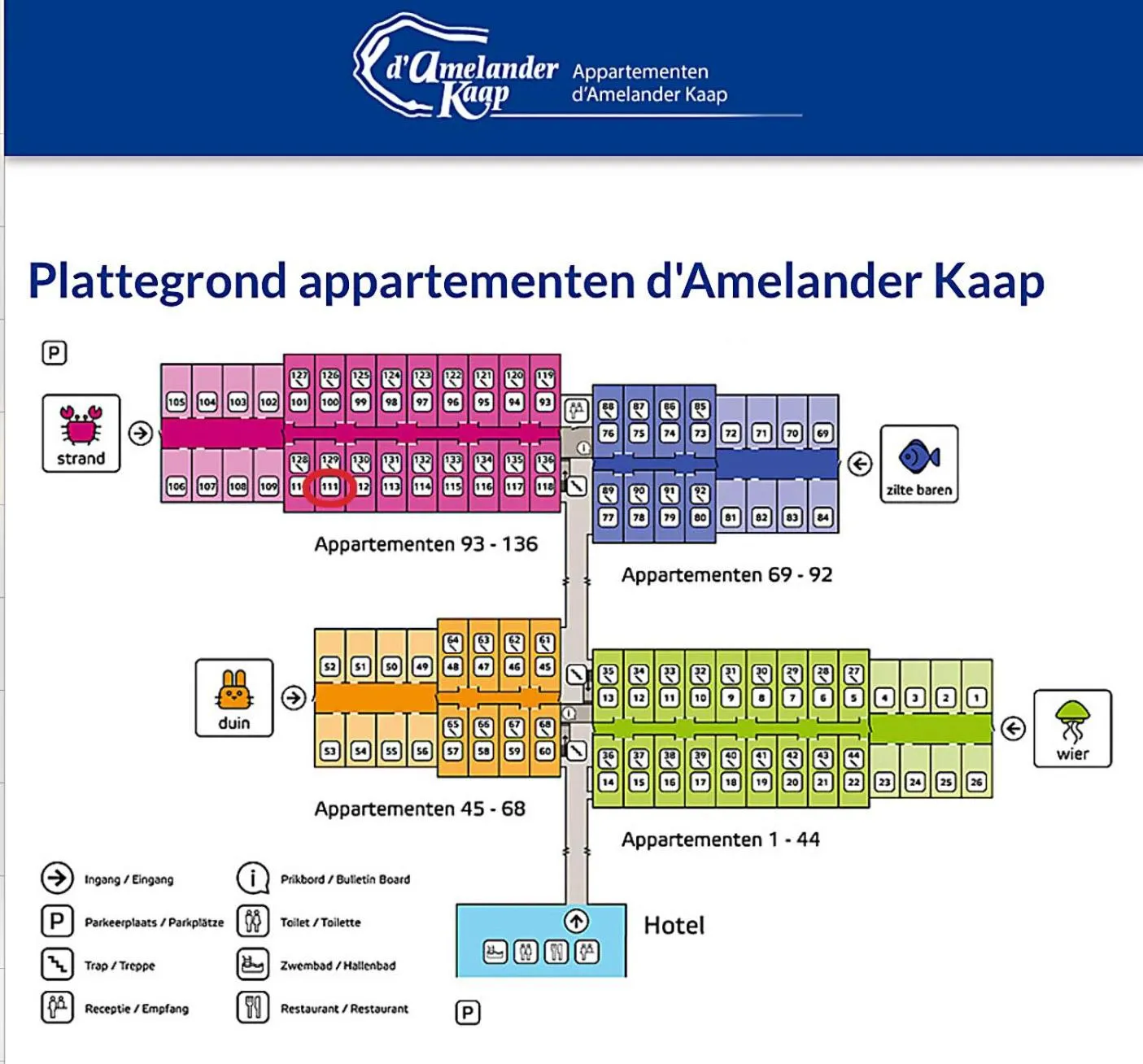Floor plan in Appartement De Kompaan, Resort Amelander Kaap
