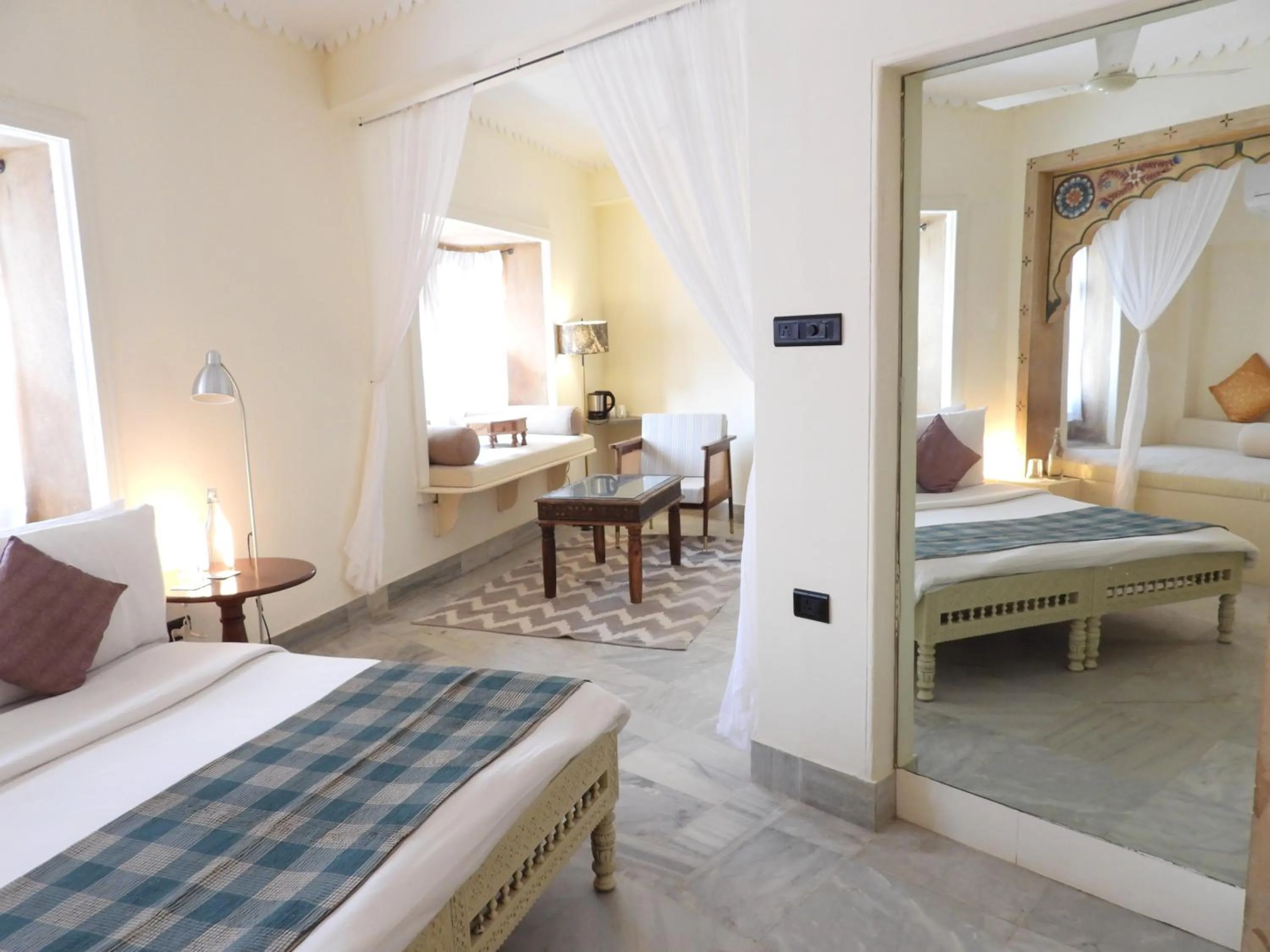 Seating area, Bed in The Stepwell Hotel