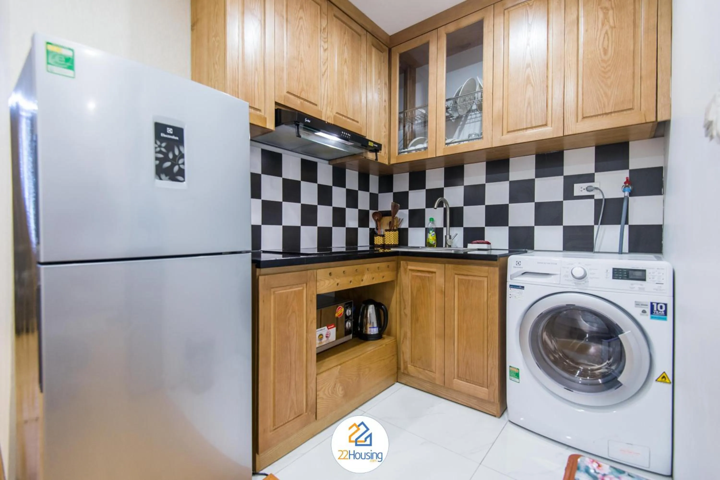 Kitchen or kitchenette in 22Housing luxury Hotel & Residence 39 Linh Lang