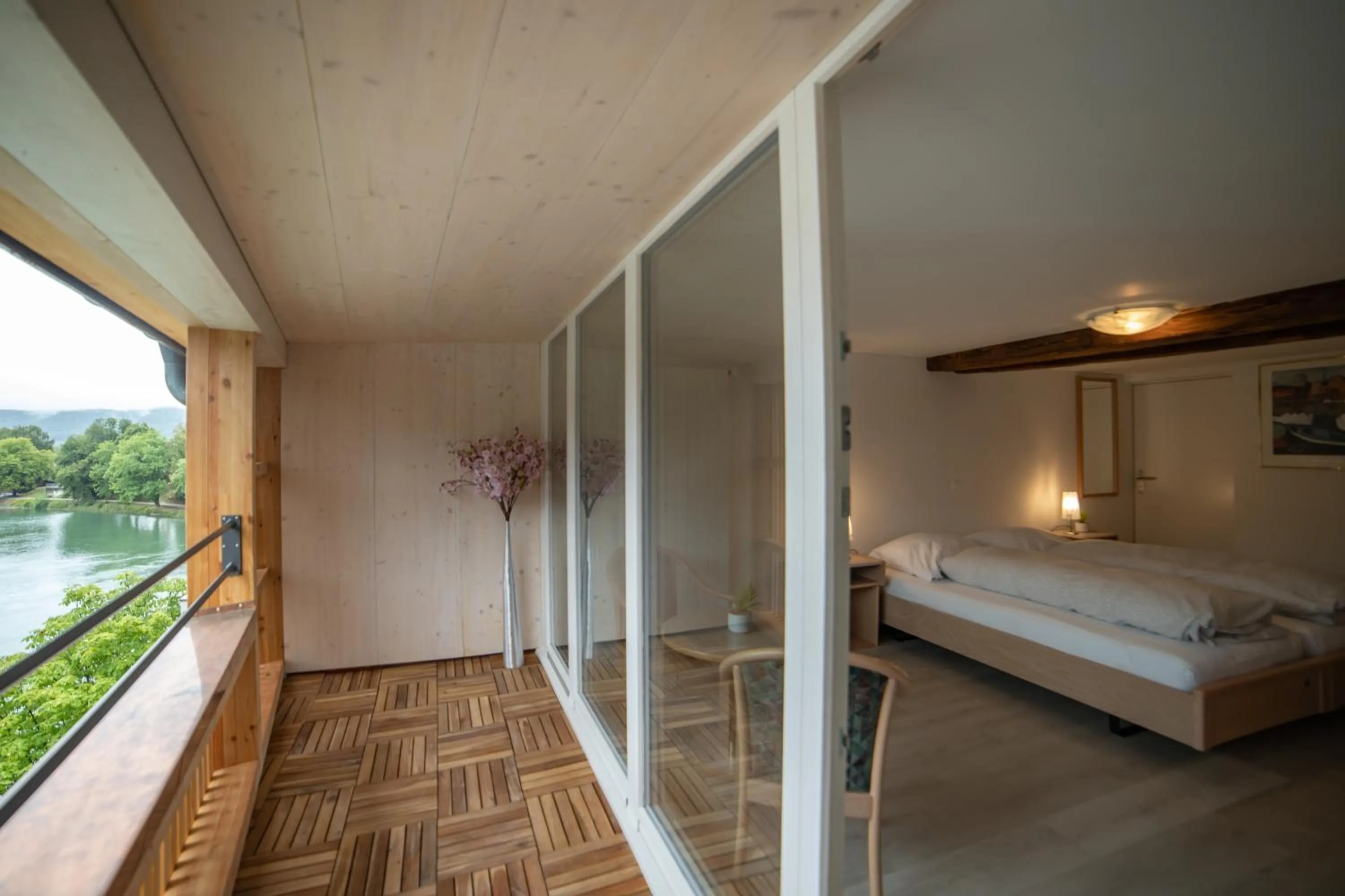 Balcony/Terrace, Bed in Hotel Mokka Laufenburg