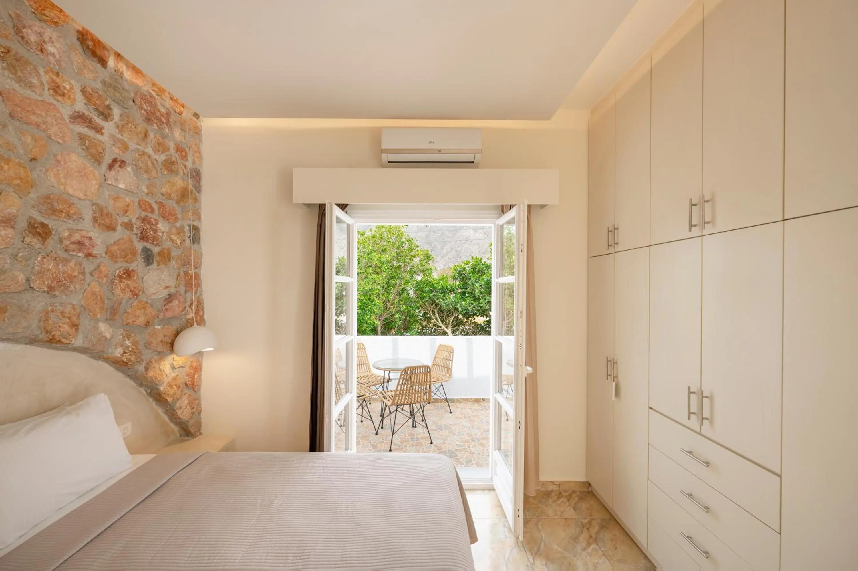 Bed in Loukas & Emma Eco Houses