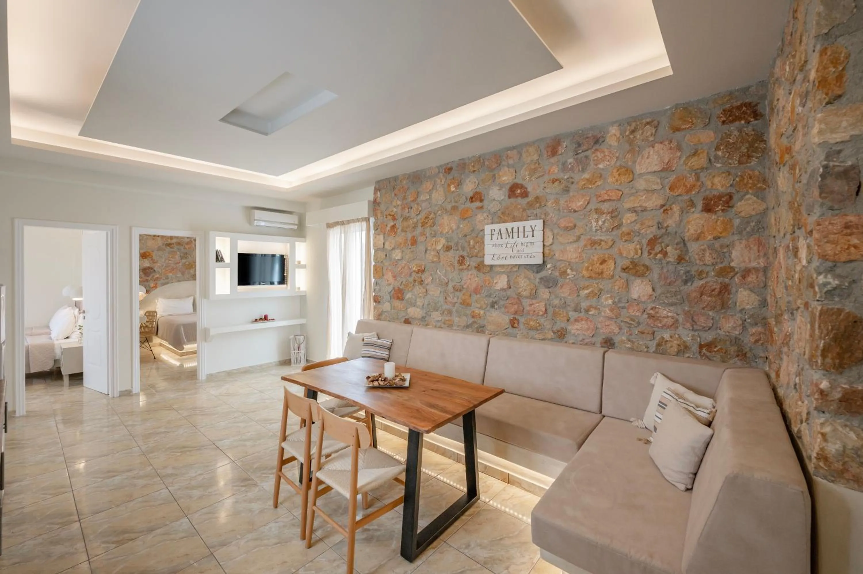 Seating area in Loukas & Emma Eco Houses