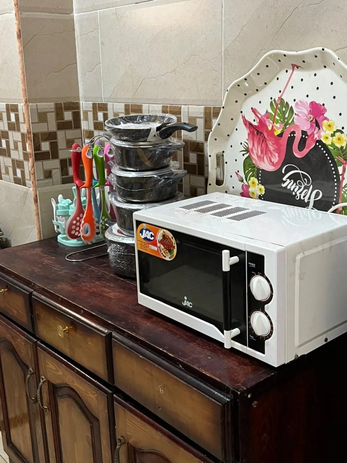 Kitchen or kitchenette in Almanara Hotel Marsa Matrouh