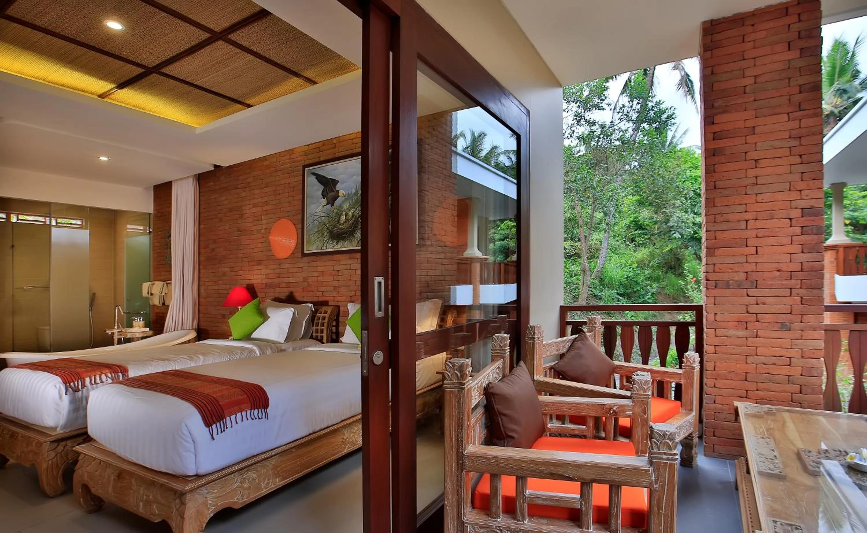 Balcony/Terrace, Bed in Green Field Resort Ubud